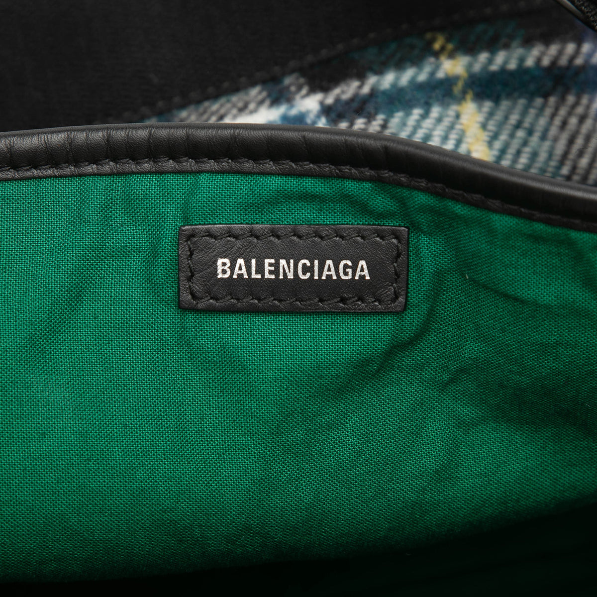 Balenciaga Plaid Wool Navy Cabas S