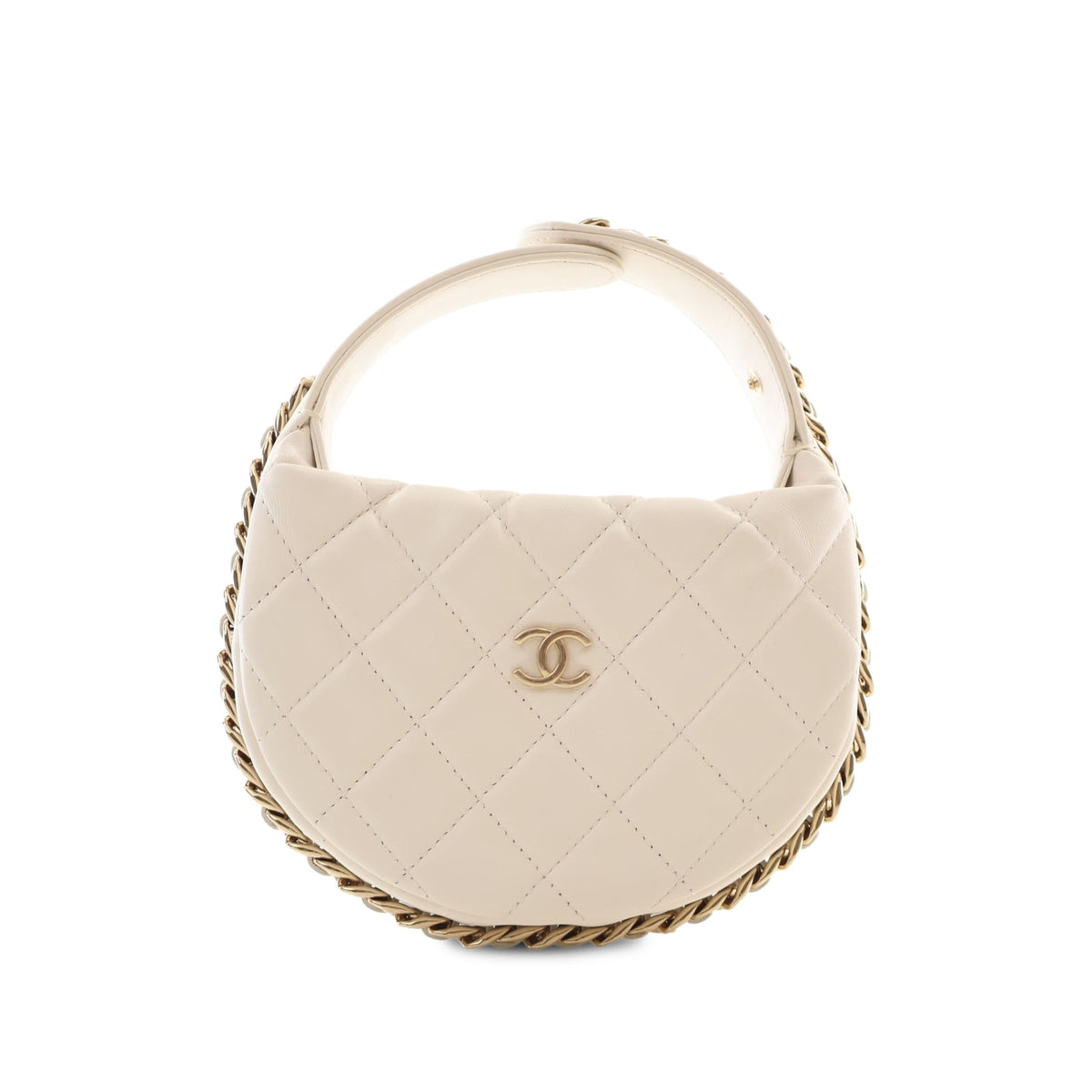 Chanel Mini Quilted Lambskin Chain Around Pouch — White