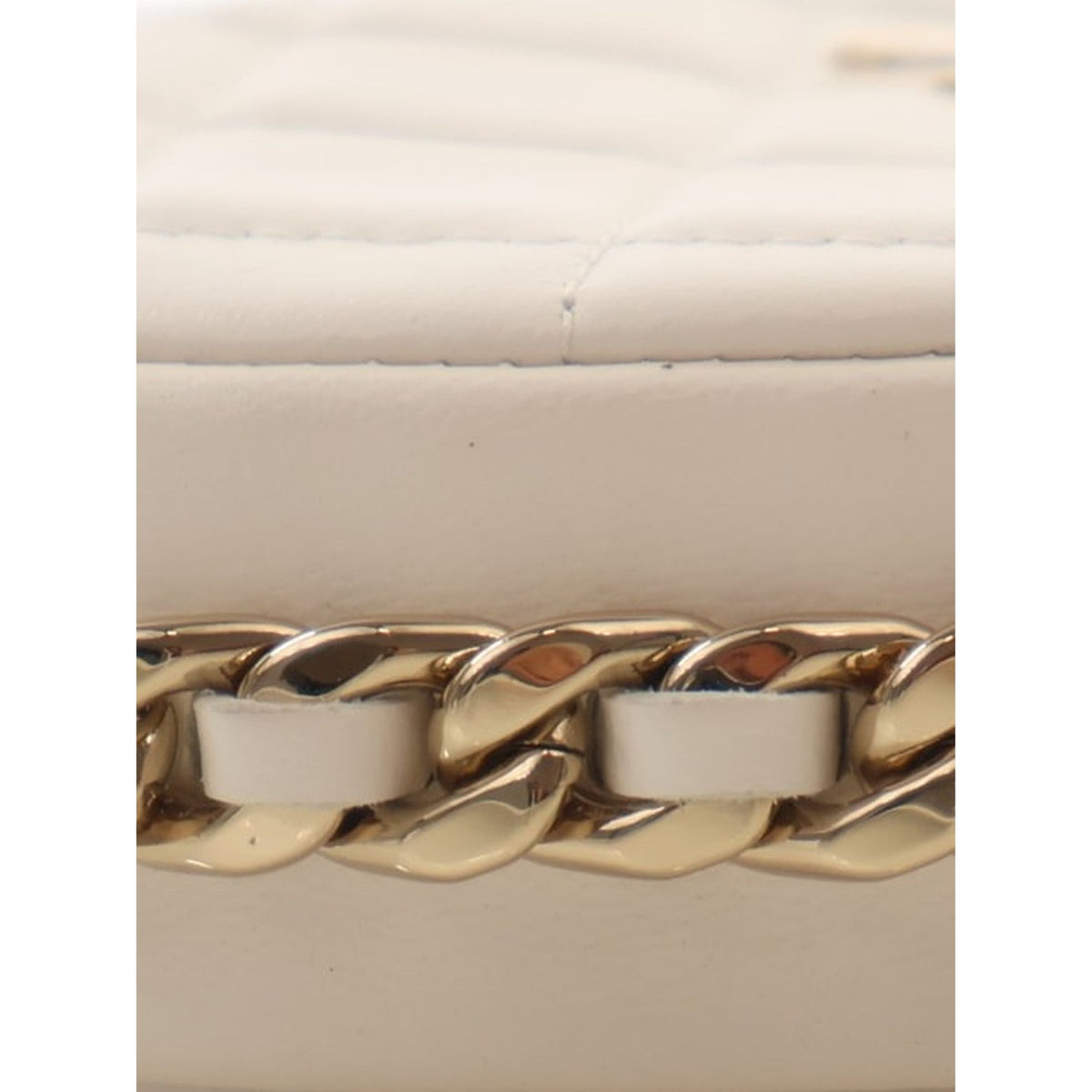 Chanel Mini Quilted Lambskin Chain Around Pouch — White