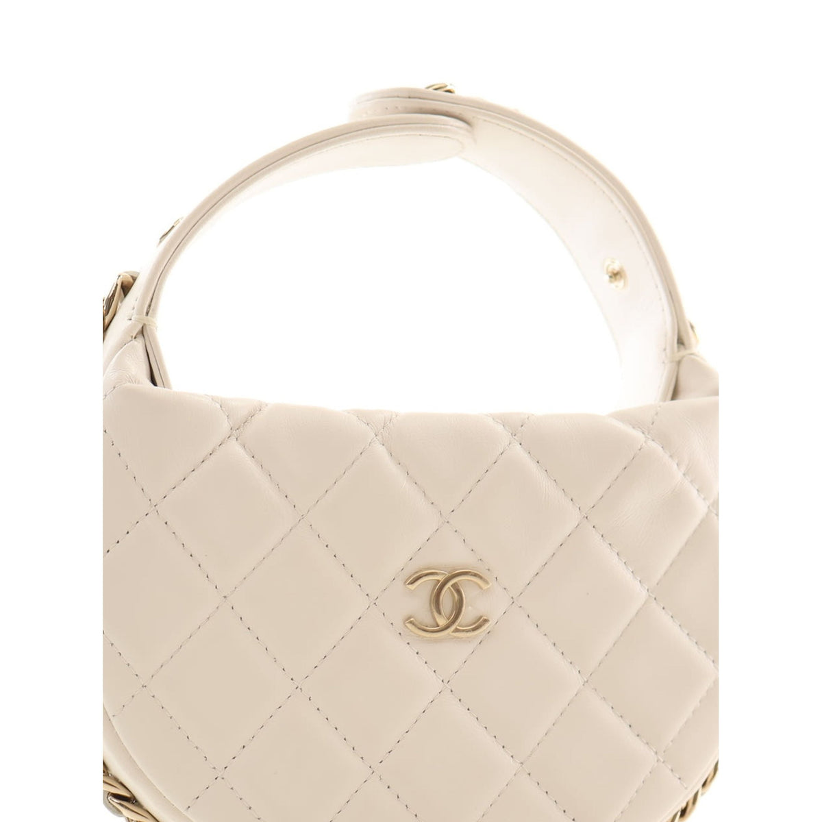 Chanel Mini Quilted Lambskin Chain Around Pouch — White