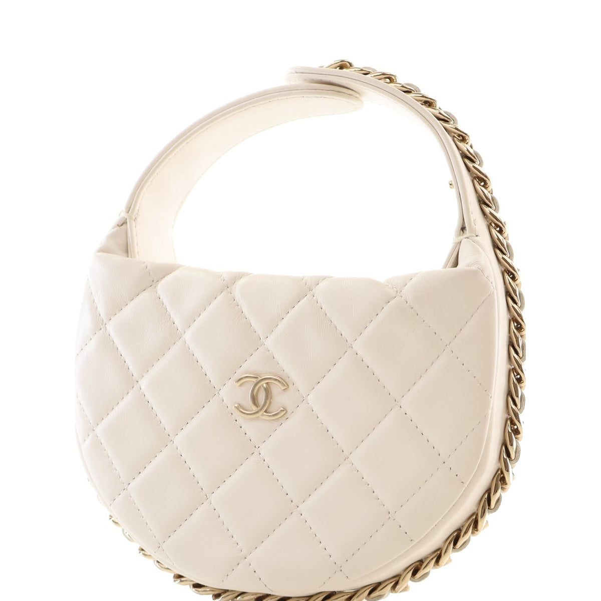 Chanel Mini Quilted Lambskin Chain Around Pouch — White