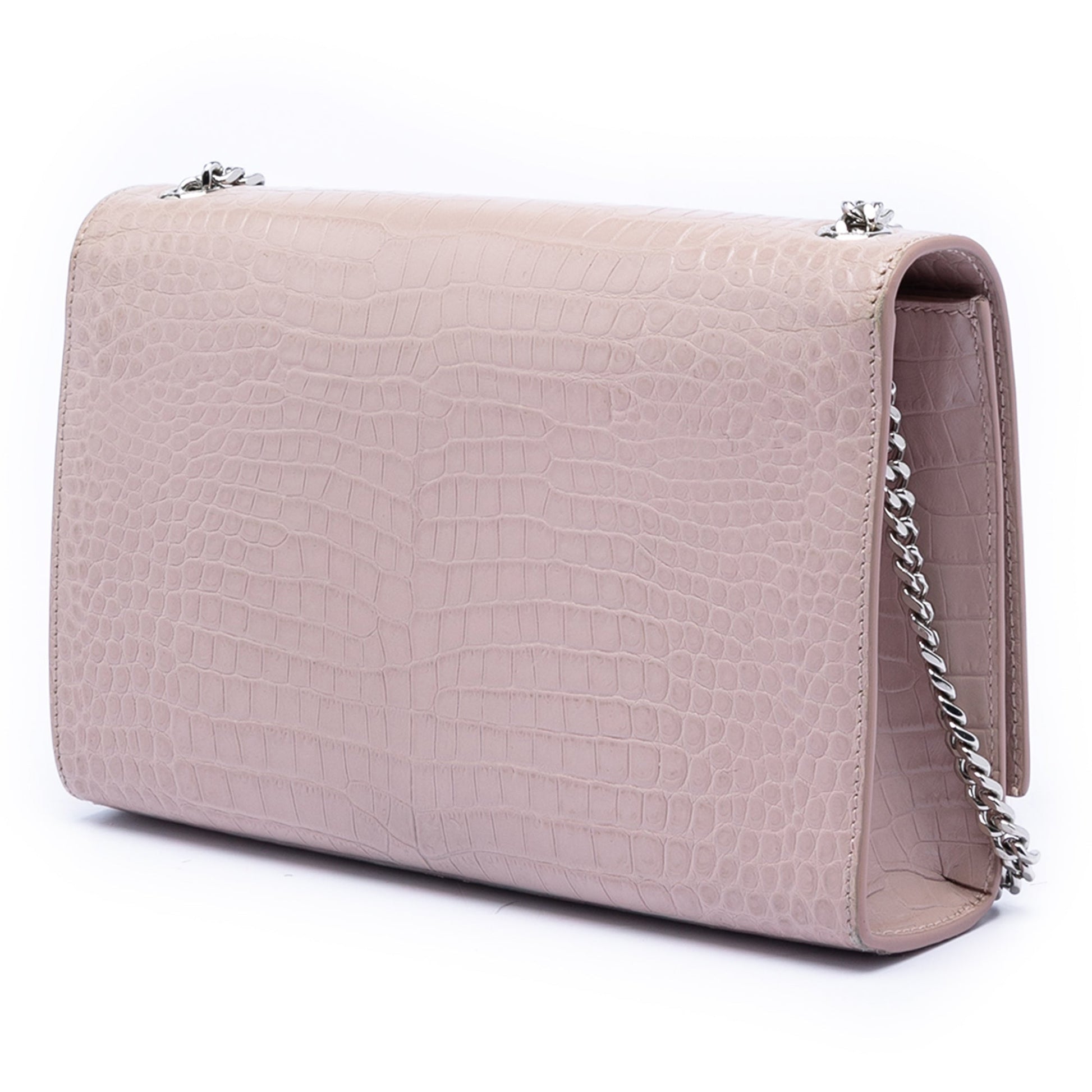 Saint Laurent Medium Croc Embossed Leather Kate Tassel Crossbody