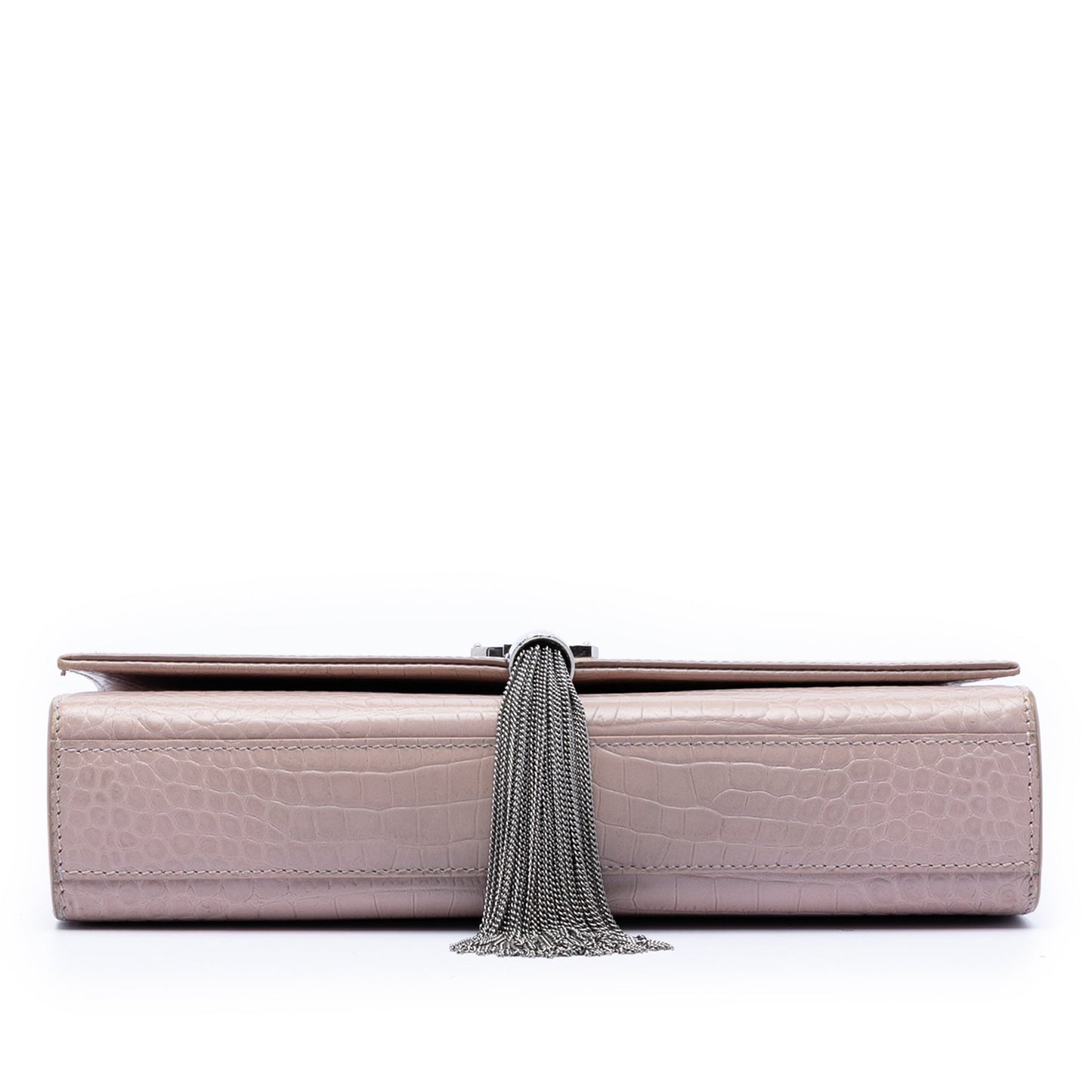 Saint Laurent Medium Croc Embossed Leather Kate Tassel Crossbody