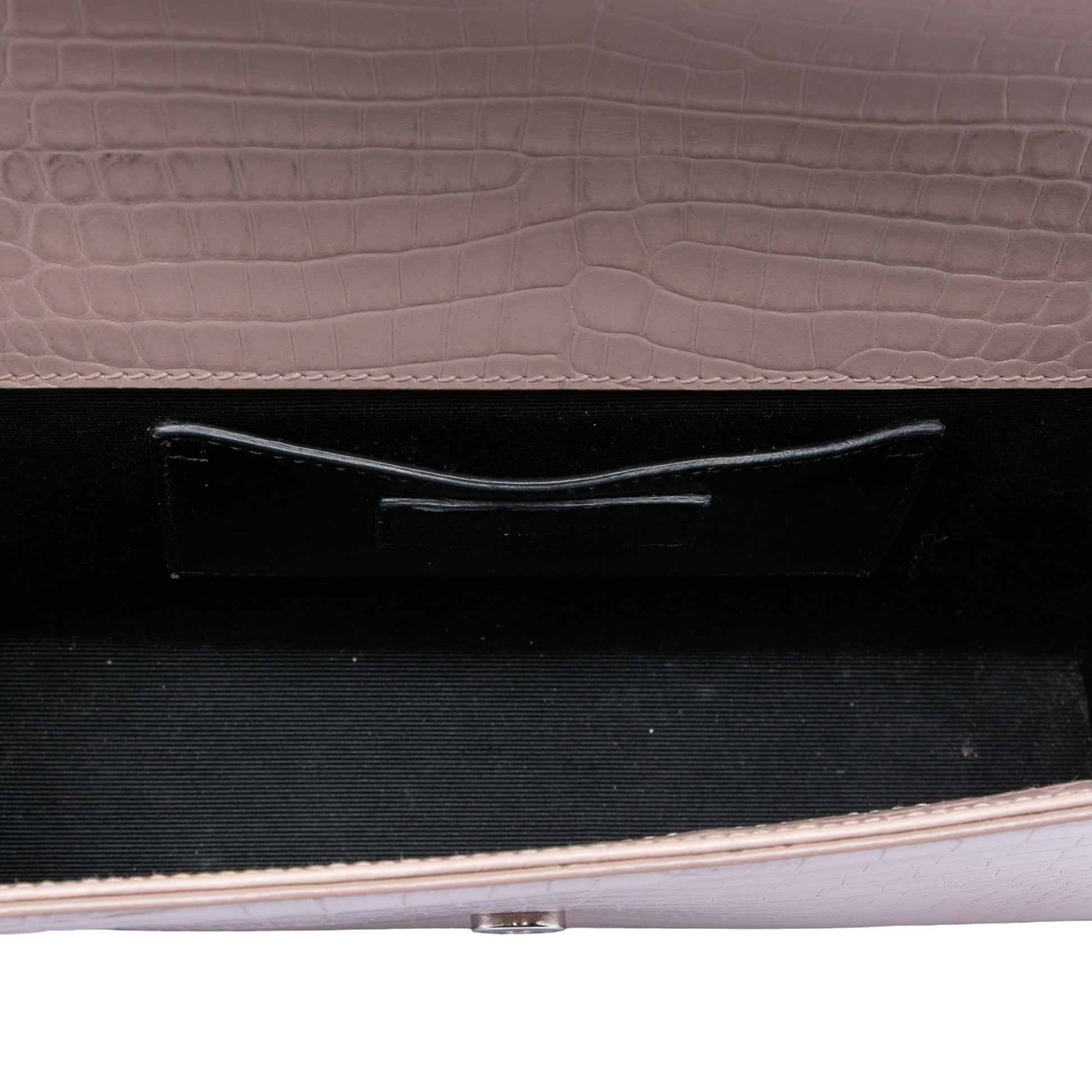 Saint Laurent Medium Croc Embossed Leather Kate Tassel Crossbody