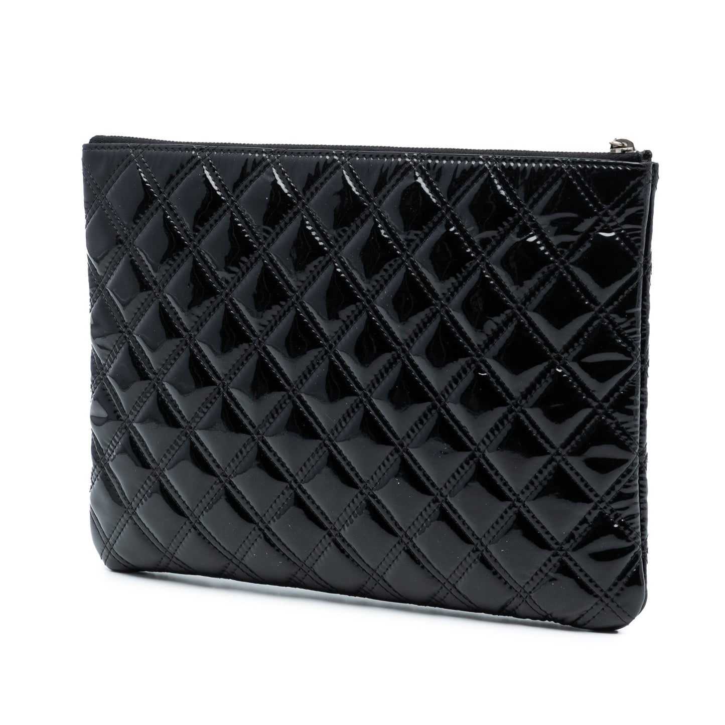 Chanel Medium Quilted Patent Double Stitch O Case Clutch