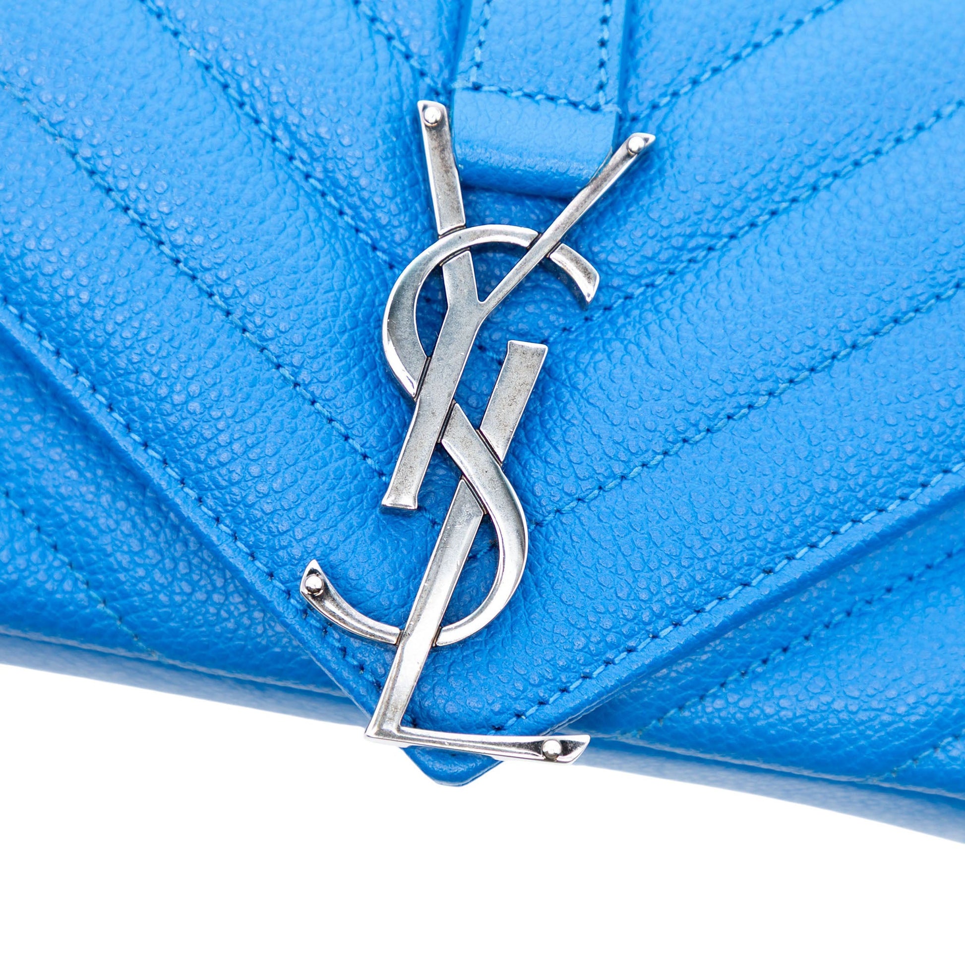 Saint Laurent Baby Grained Calfskin Chevron Classic Monogram Chain Bag