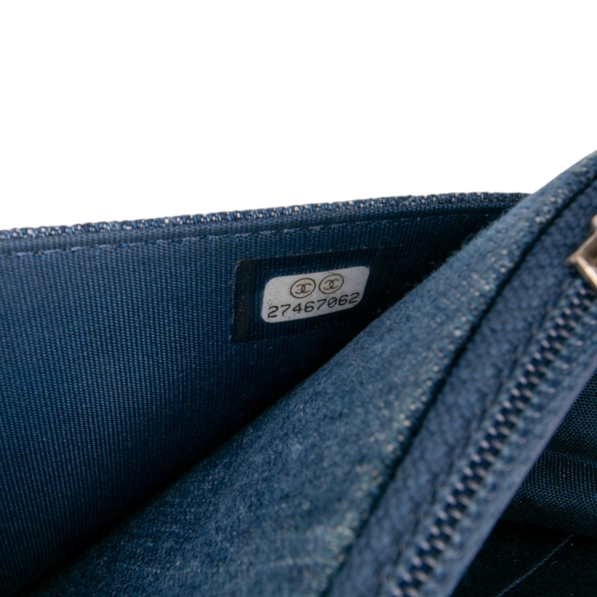 Chanel Quilted Denim Camellia Charms Wallet On Chain