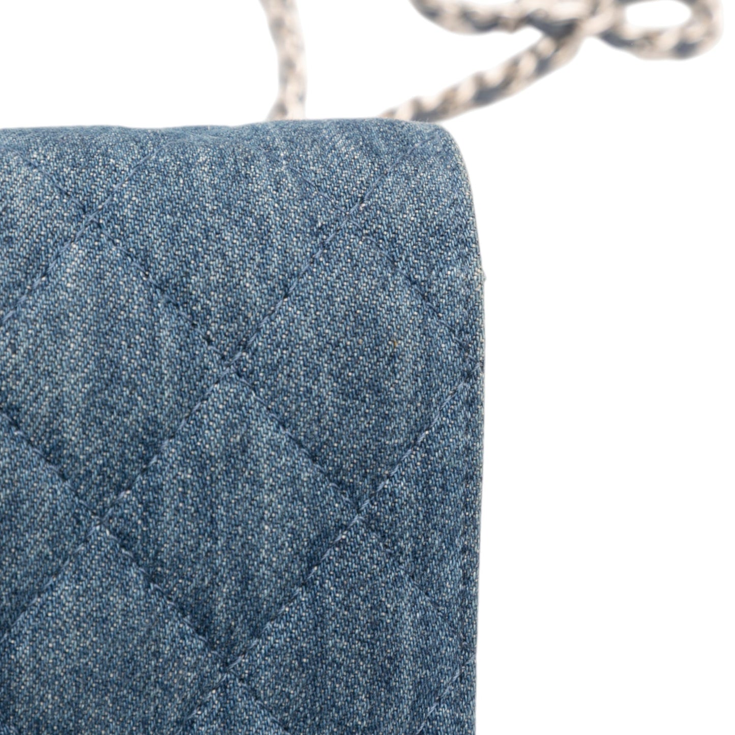 Chanel Quilted Denim Camellia Charms Wallet On Chain