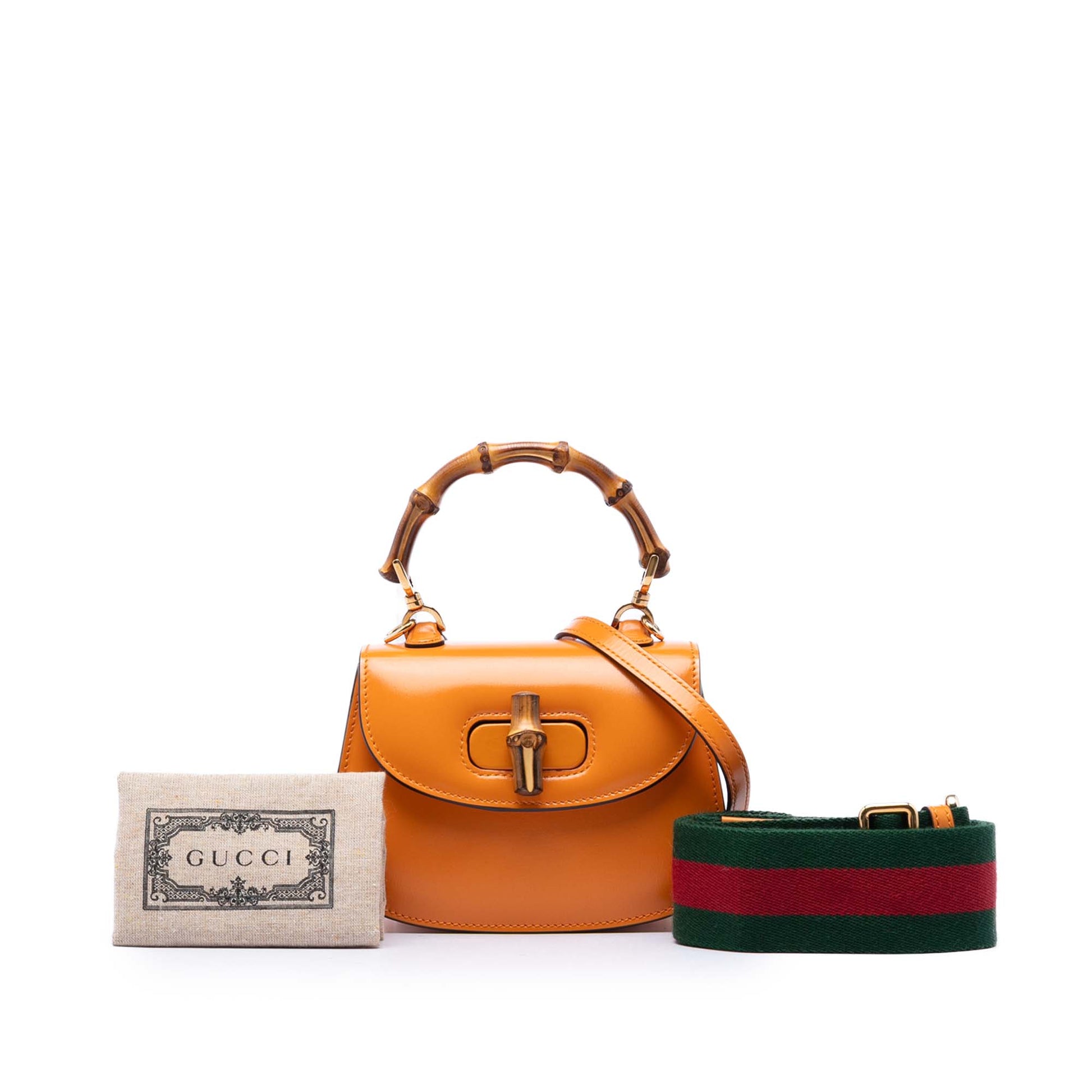 Gucci Mini Calfskin Web 1947 Bamboo Top Handle Bag