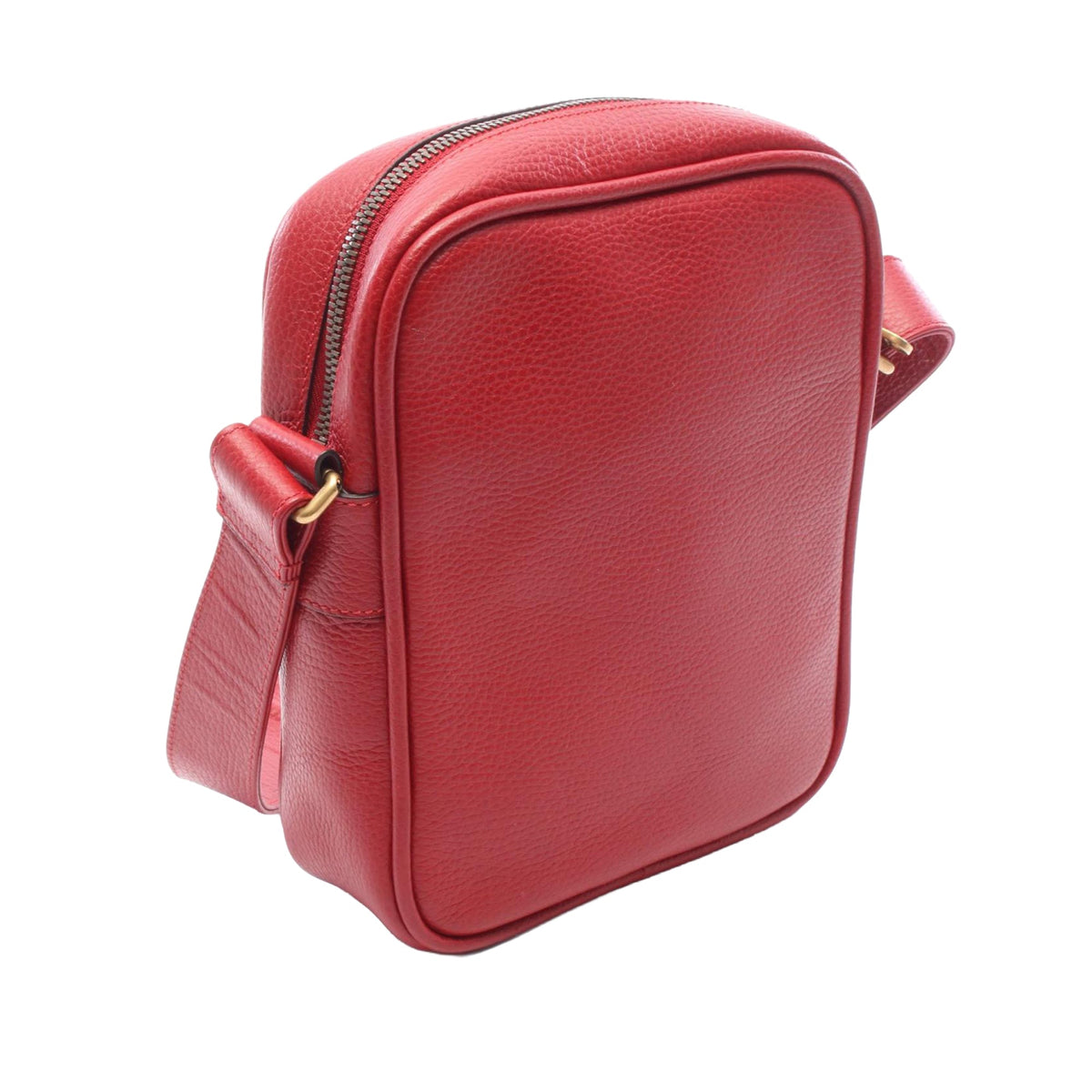 Gucci Grained Calfskin Logo Crossbody — Red