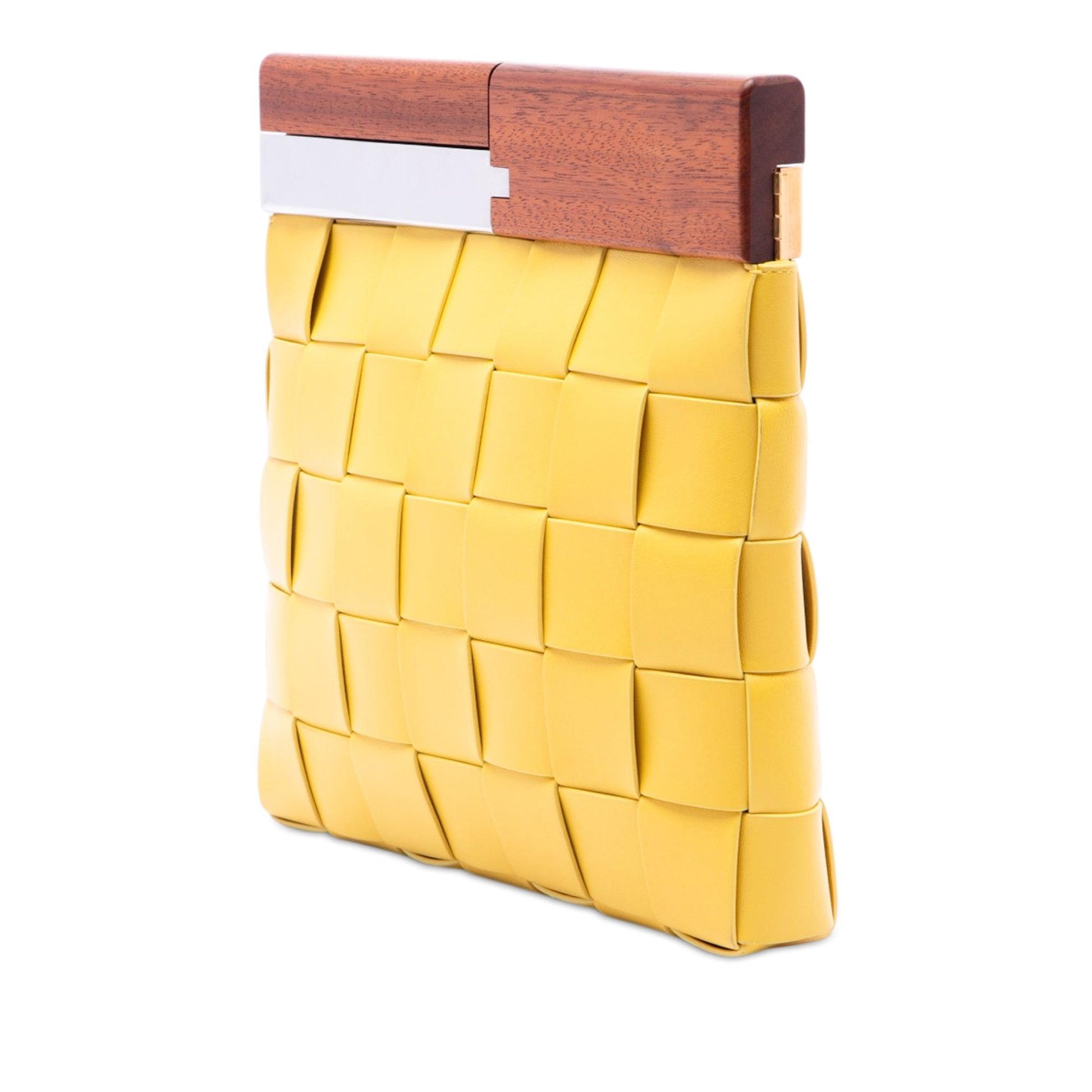 Bottega Veneta Lambskin Maxi Intrecciato The Snap Clutch