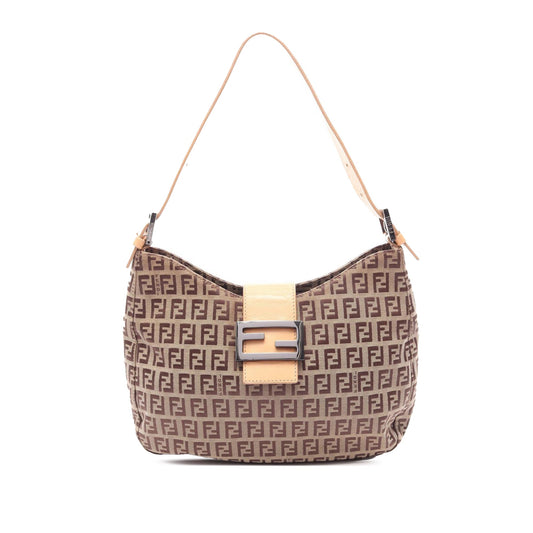 Fendi Zucchino Canvas Shoulder Bag — Beige