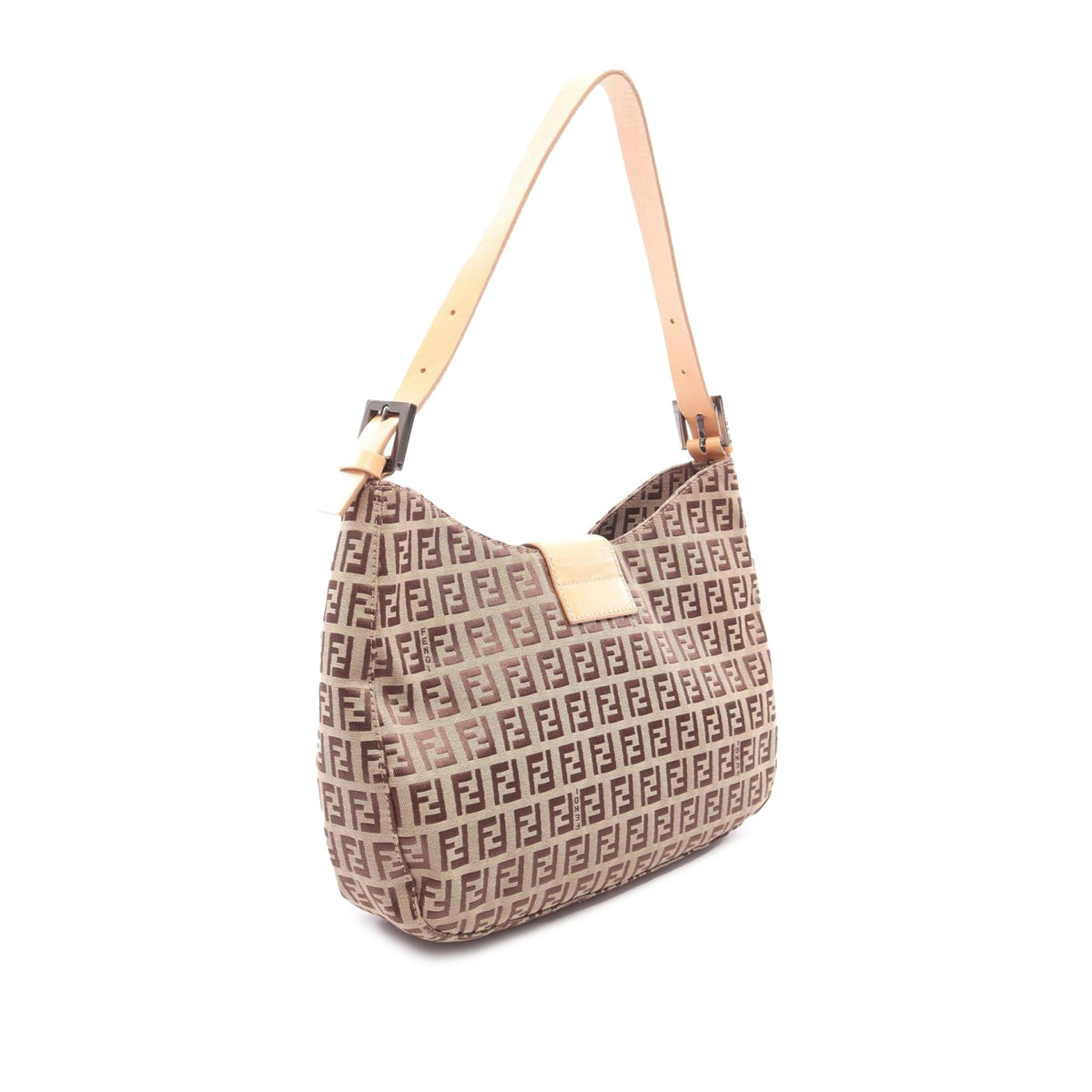 Fendi Zucchino Canvas Shoulder Bag — Beige