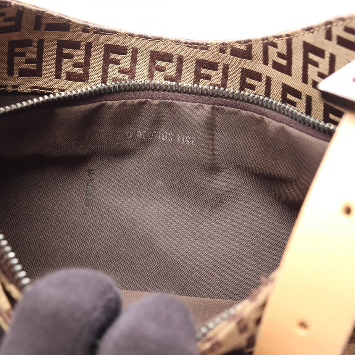 Fendi Zucchino Canvas Shoulder Bag — Beige