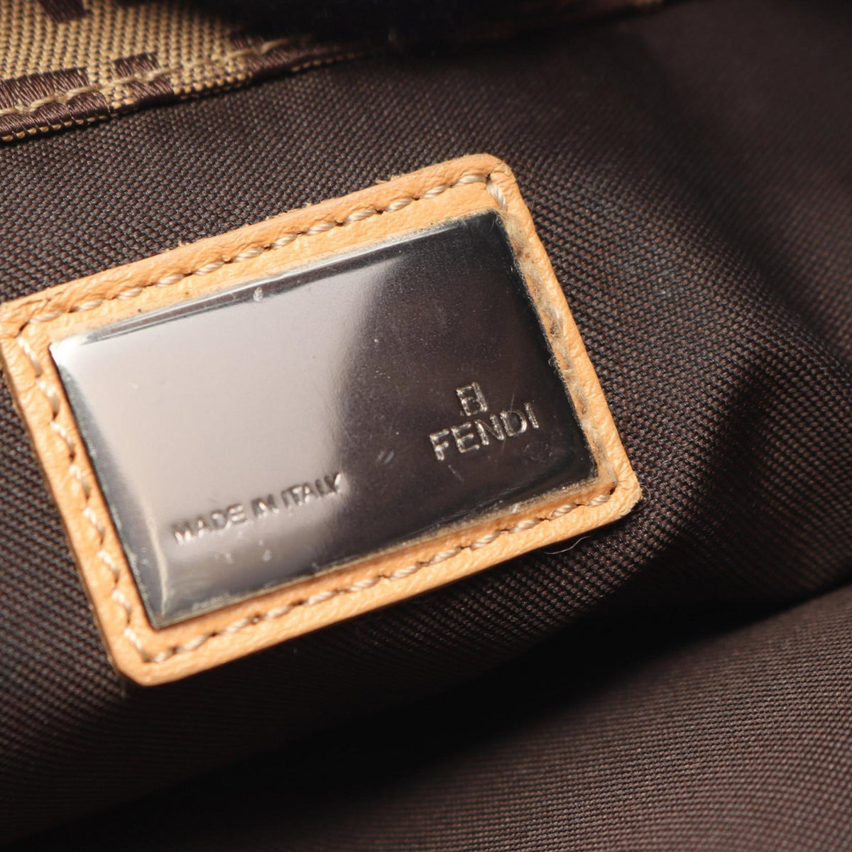 Fendi Zucchino Canvas Shoulder Bag — Beige