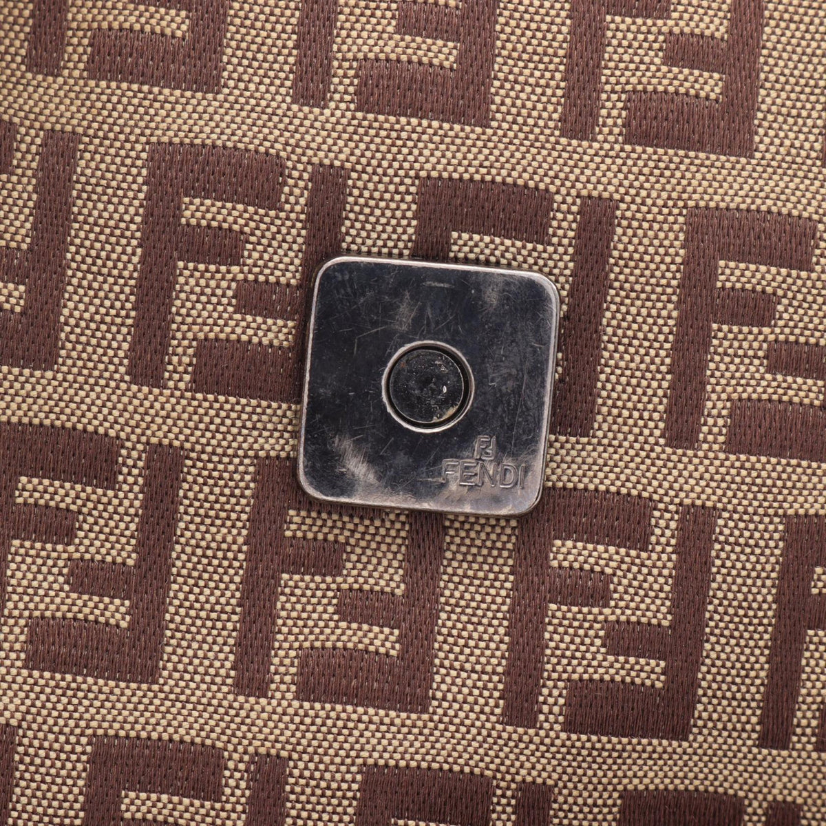 Fendi Zucchino Canvas Shoulder Bag — Beige
