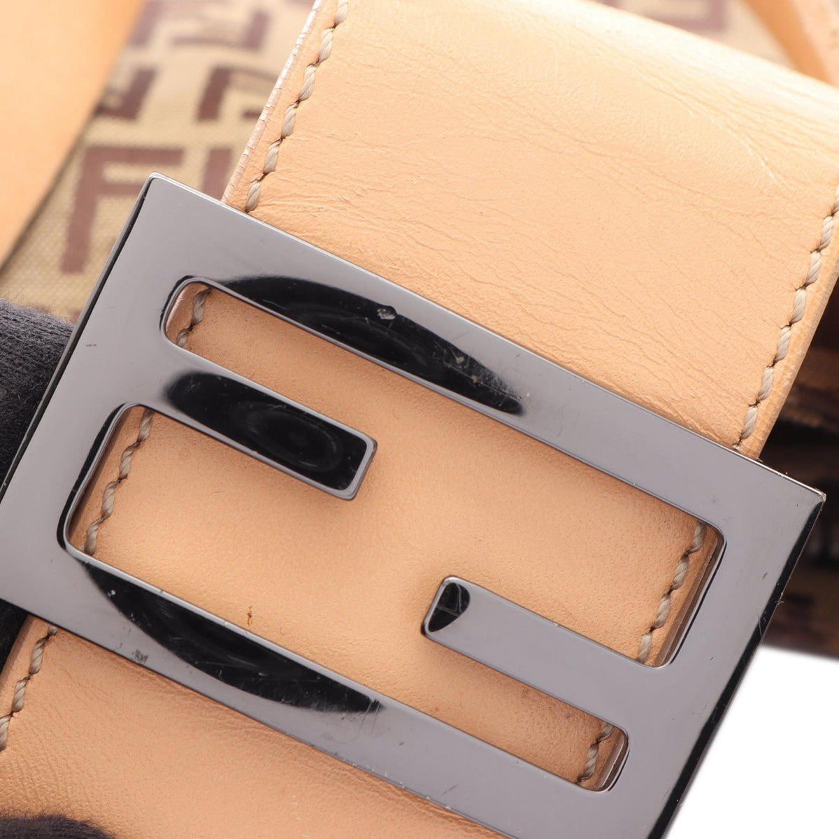 Fendi Zucchino Canvas Shoulder Bag — Beige