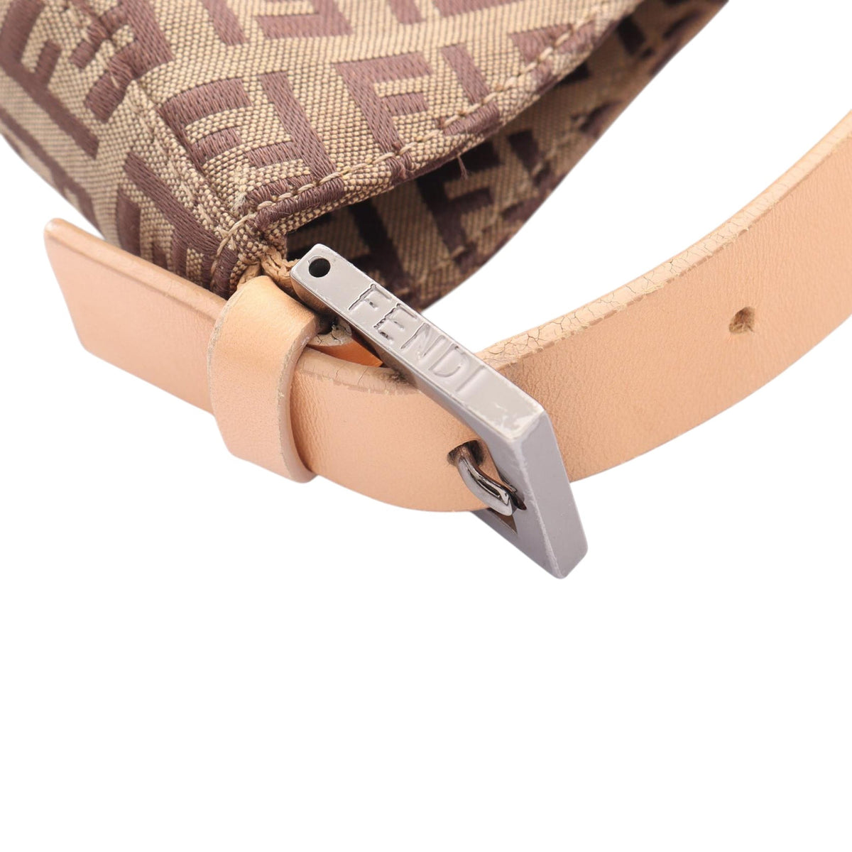 Fendi Zucchino Canvas Shoulder Bag — Beige