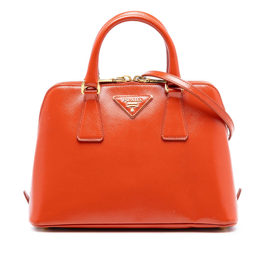 Prada Small Saffiano Vernice Promenade Satchel