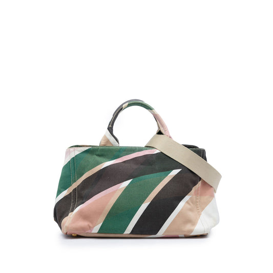 Prada Multicolor Printed Canvas Canapa Satchel