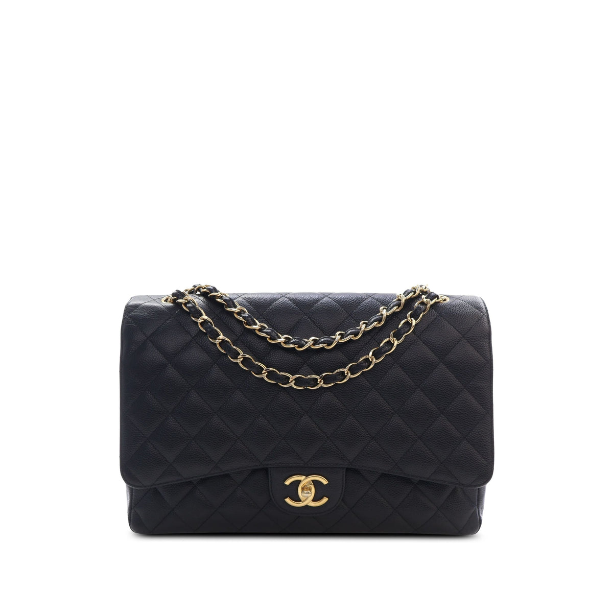 Chanel Maxi Classic Caviar Double Flap — Black