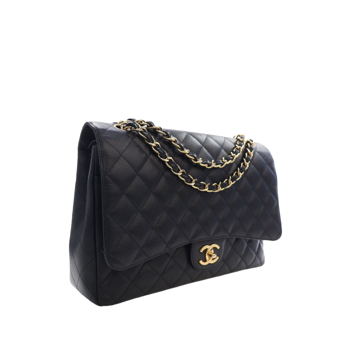 Chanel Maxi Classic Caviar Double Flap — Black