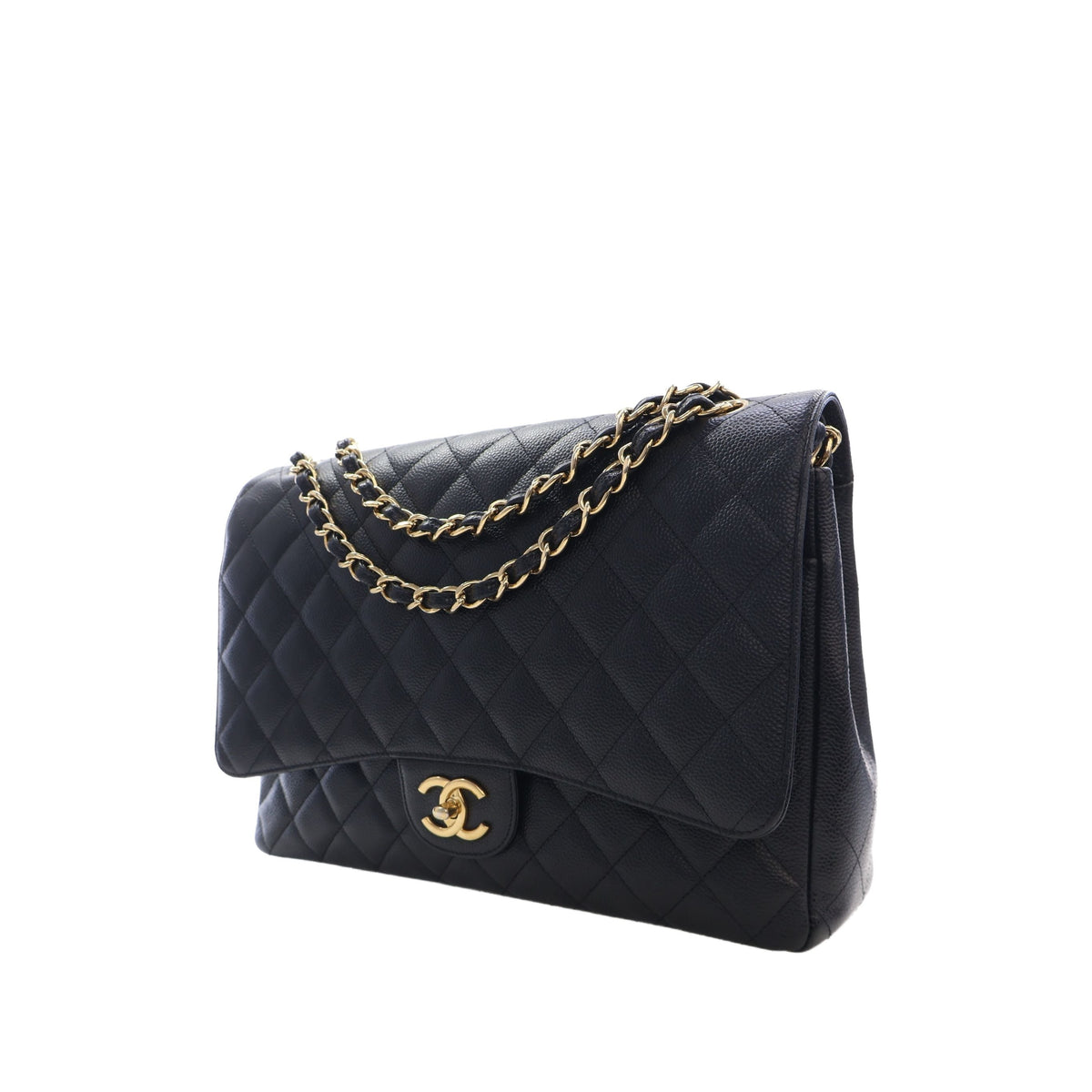 Chanel Maxi Classic Caviar Double Flap — Black