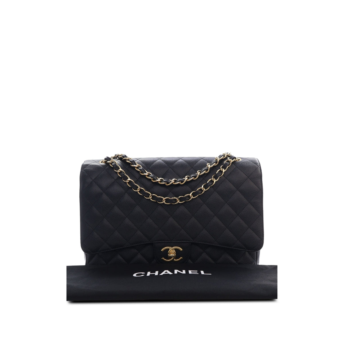 Chanel Maxi Classic Caviar Double Flap — Black