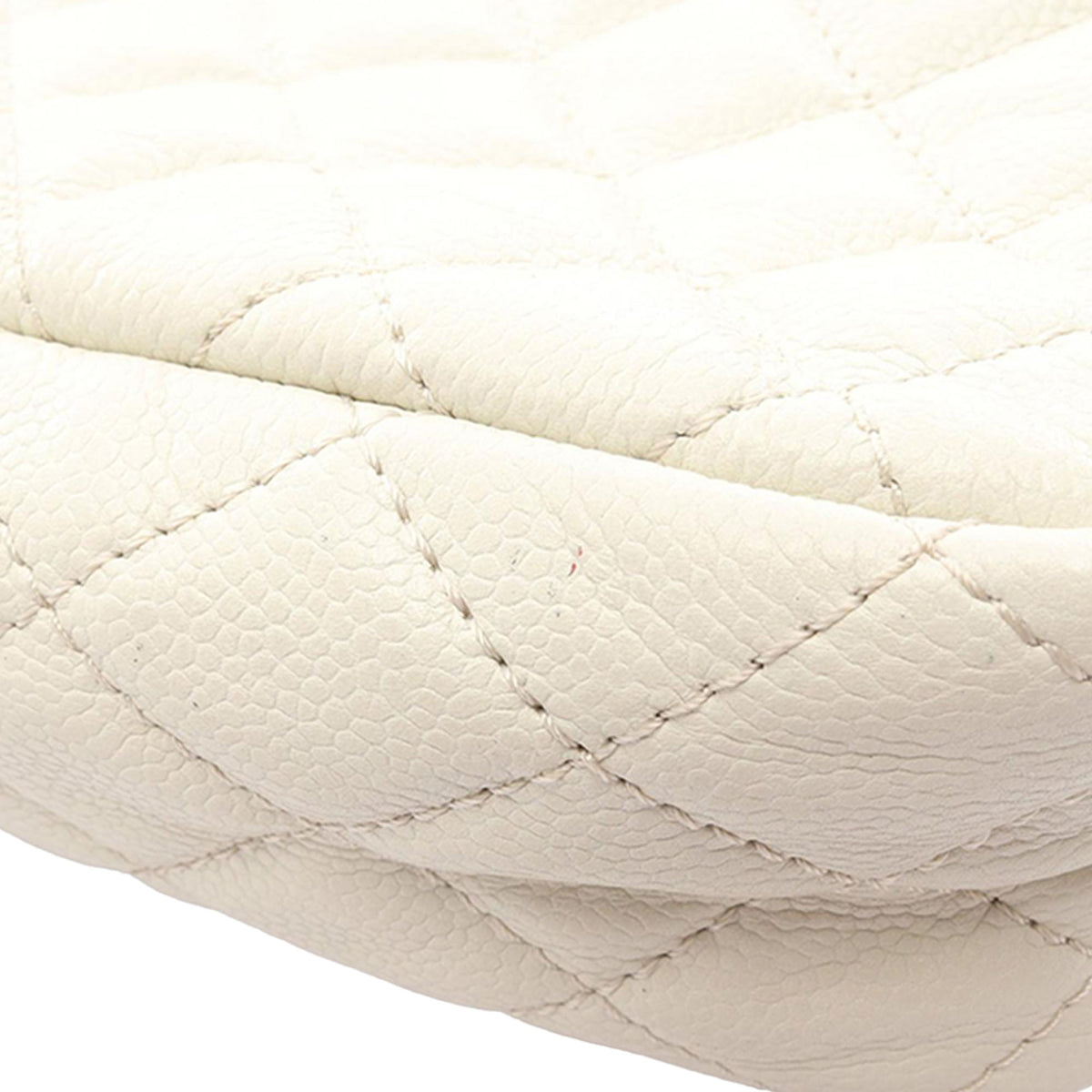Chanel Large Quilted Caviar Reissue Camera Bag — White