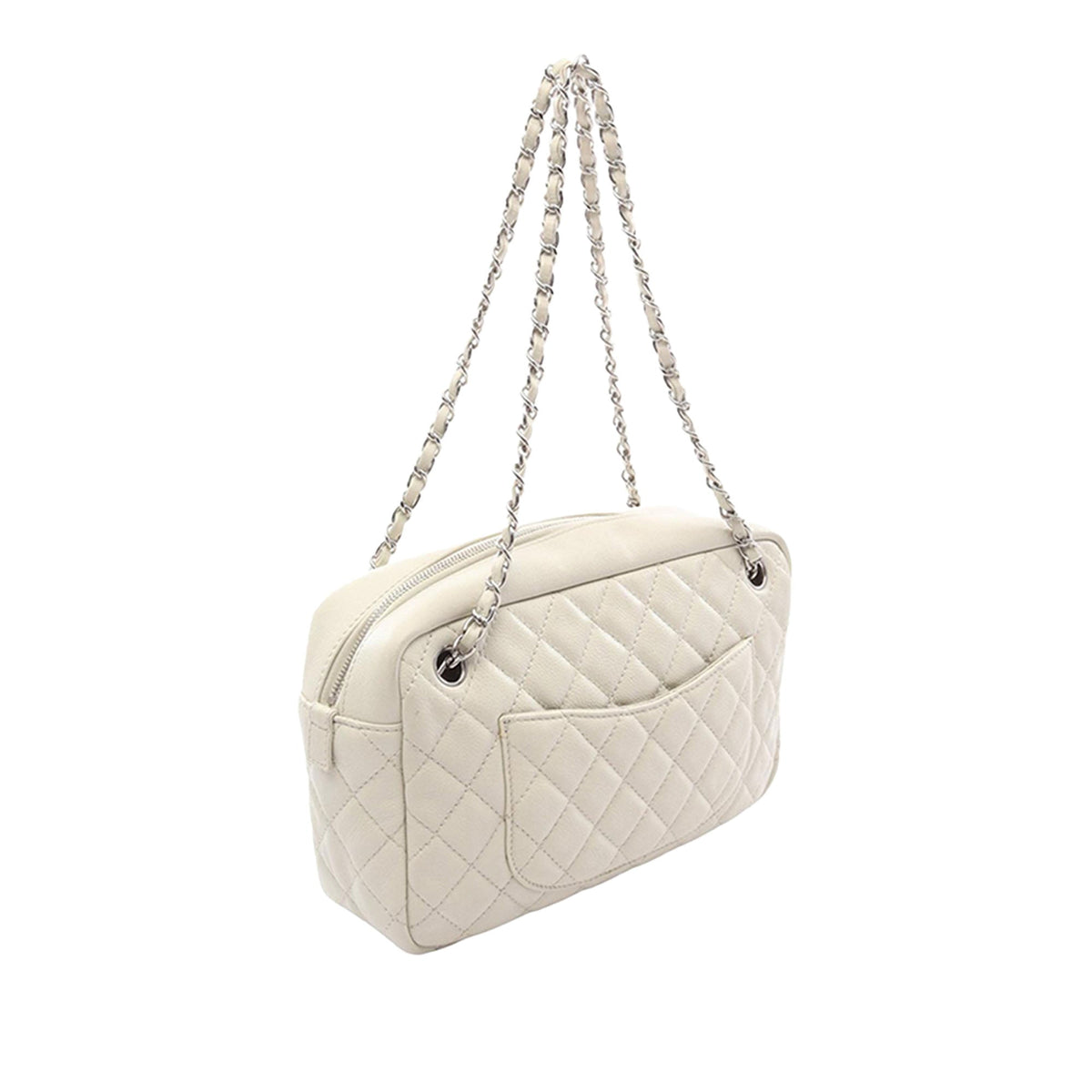 Chanel Large Quilted Caviar Reissue Camera Bag — White