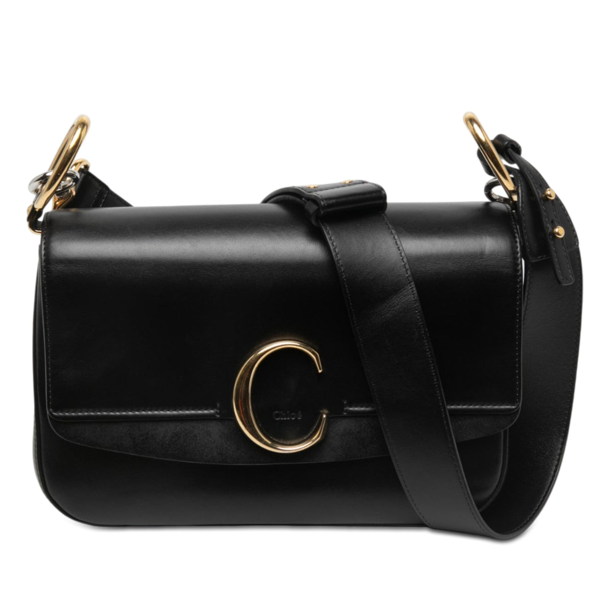 Chloé Small Leather C Double Carry Satchel — Black