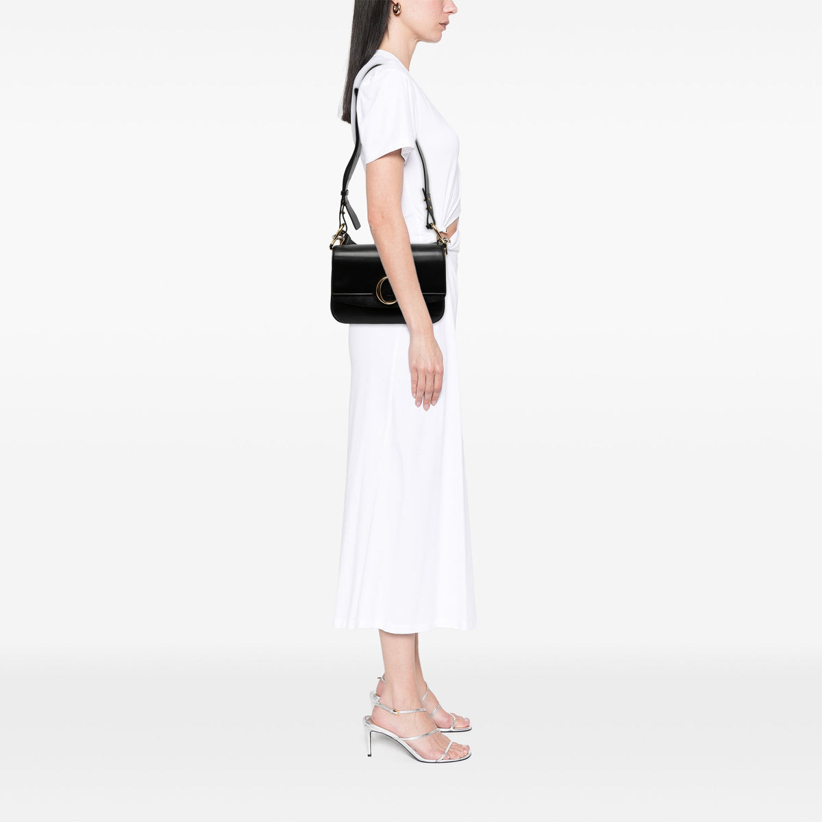 Chloé Small Leather C Double Carry Satchel — Black
