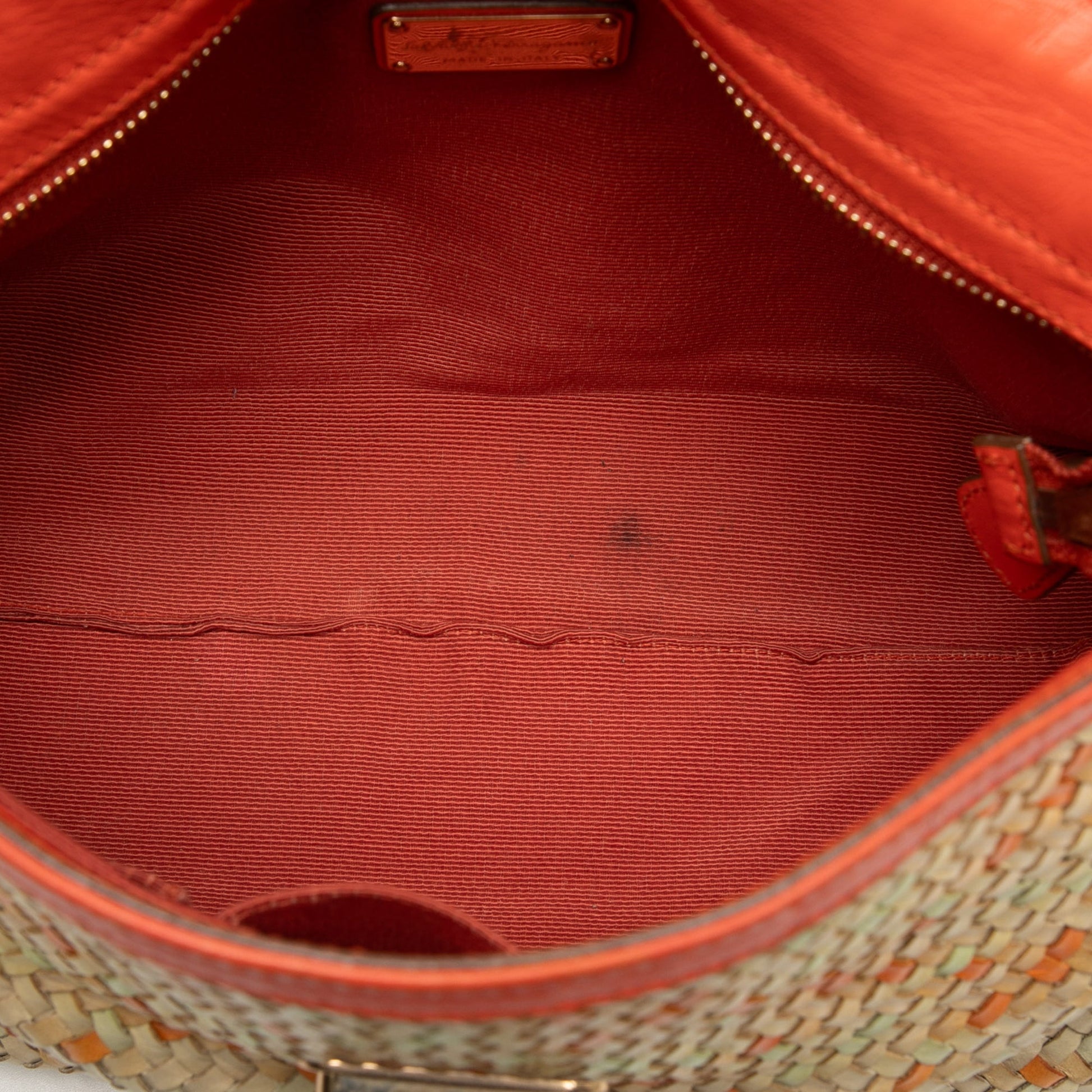 Ferragamo Medium Woven Leather Gancini Sofia Satchel