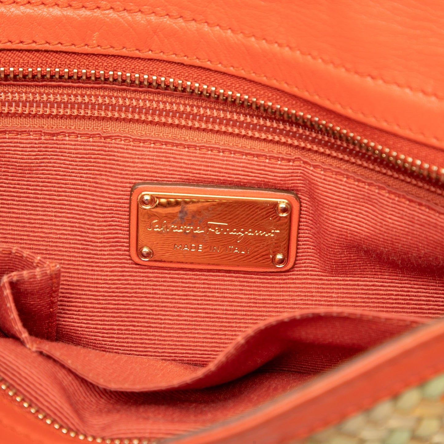 Ferragamo Medium Woven Leather Gancini Sofia Satchel