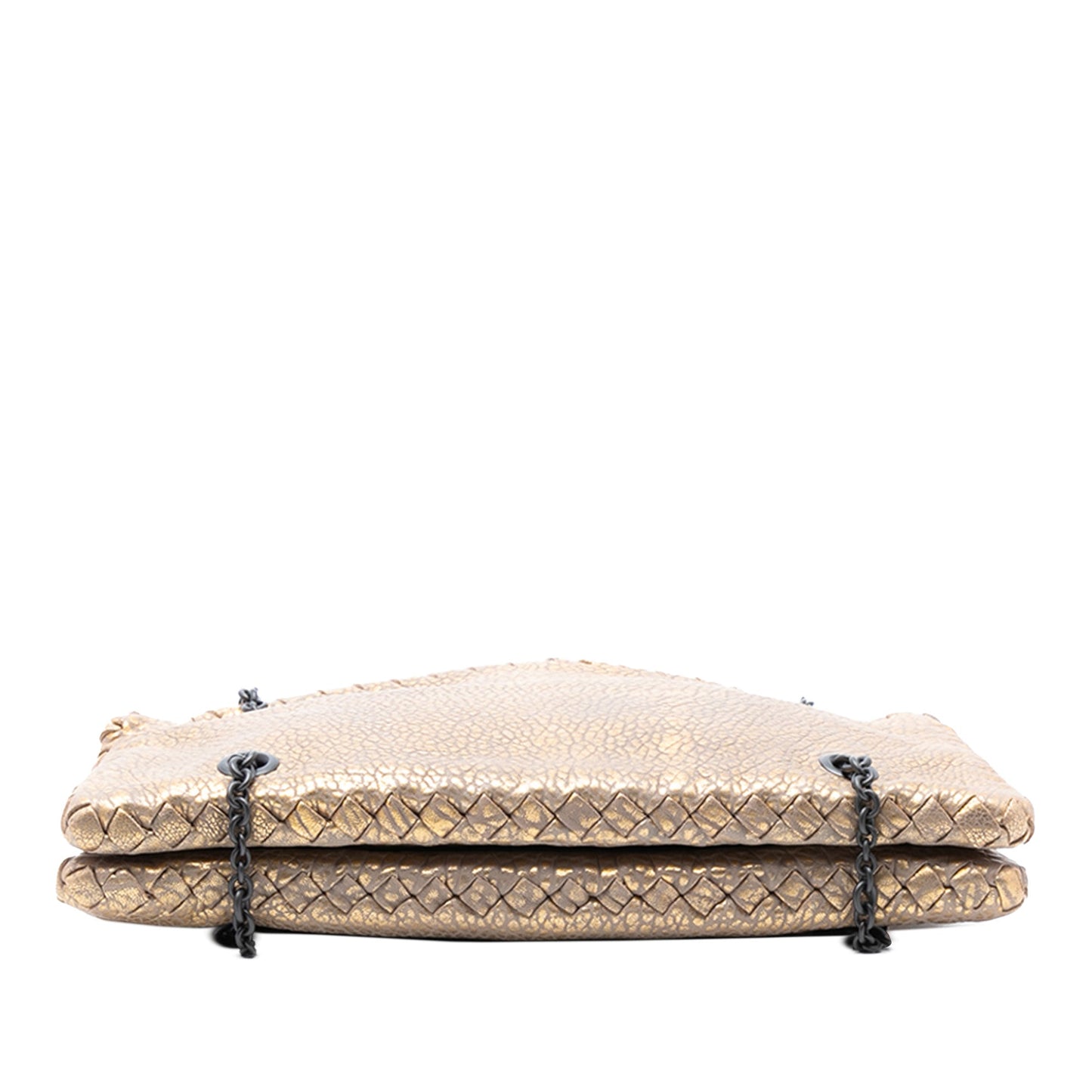 Bottega Veneta Intrecciato Trimmed Metallic Leather Duo Shoulder Bag