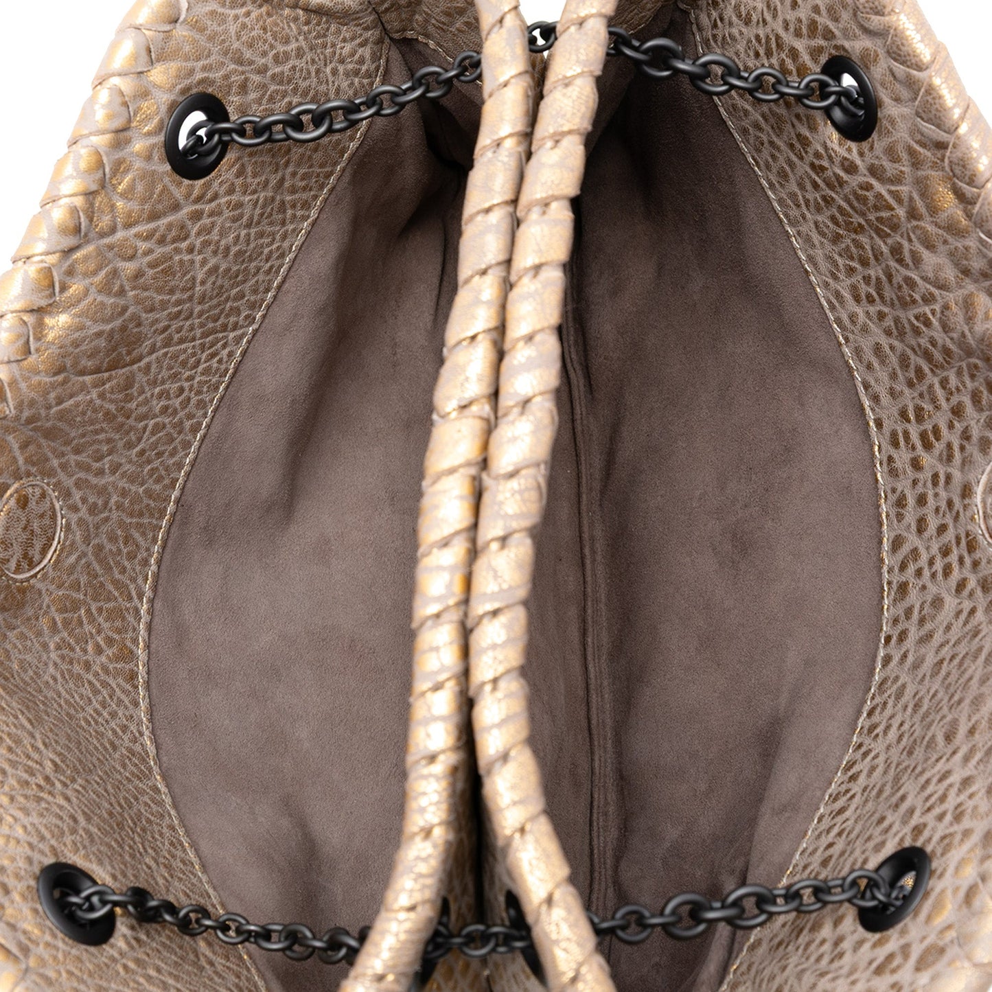 Bottega Veneta Intrecciato Trimmed Metallic Leather Duo Shoulder Bag