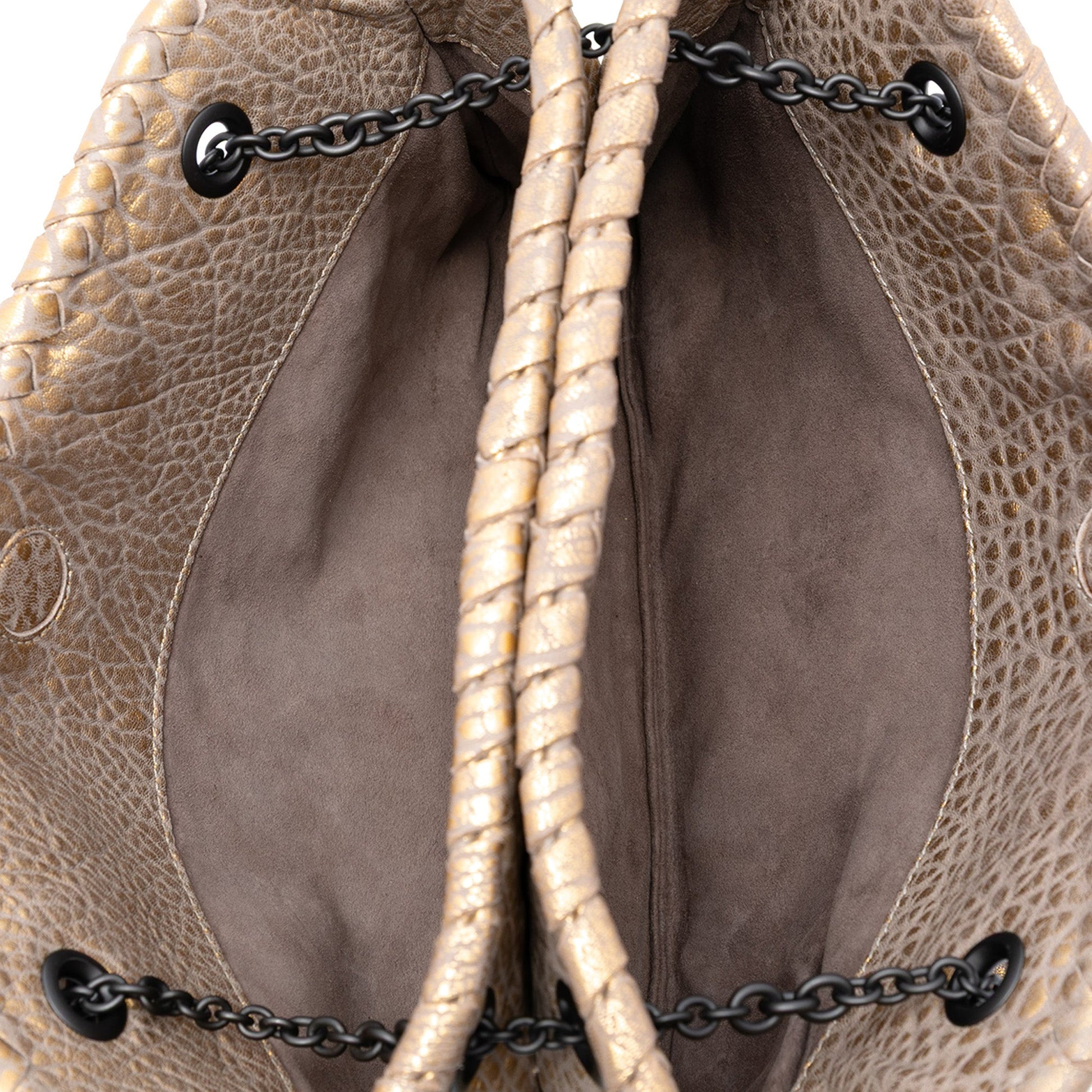 Bottega Veneta Intrecciato Trimmed Metallic Leather Duo Shoulder Bag
