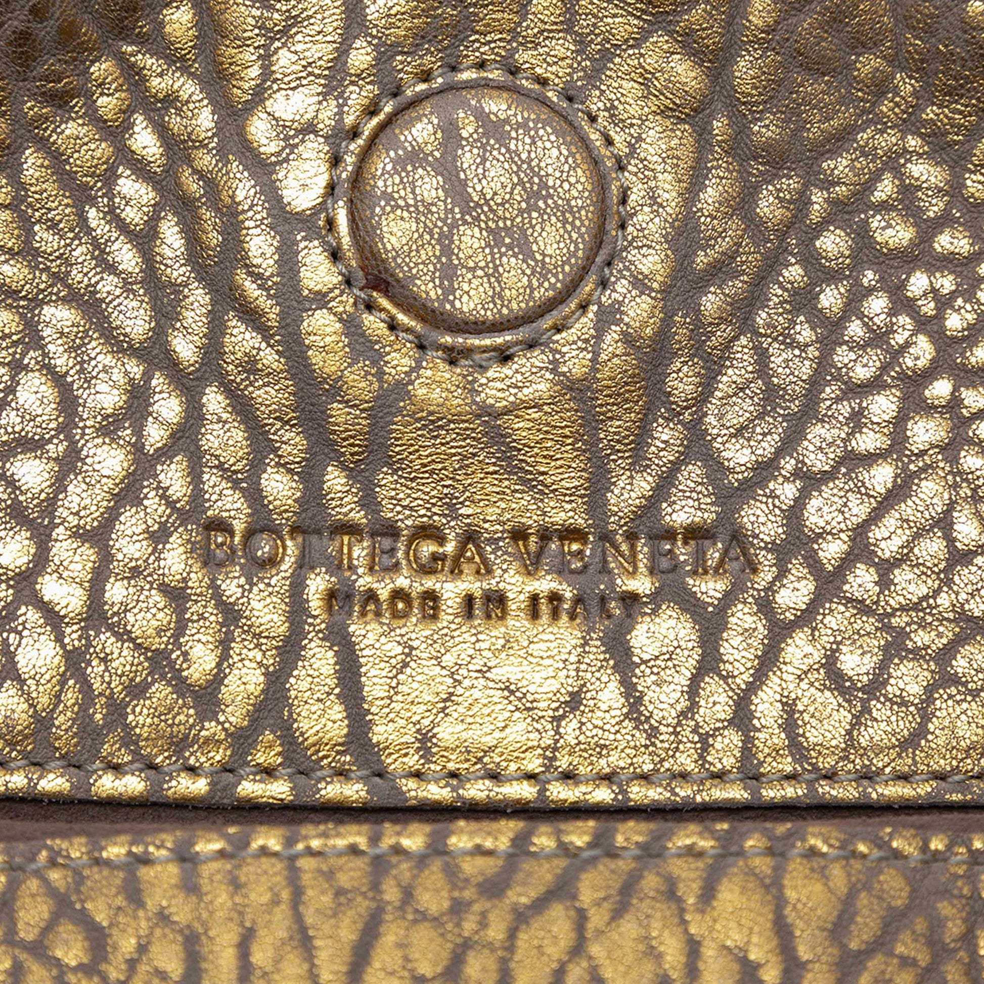 Bottega Veneta Intrecciato Trimmed Metallic Leather Duo Shoulder Bag