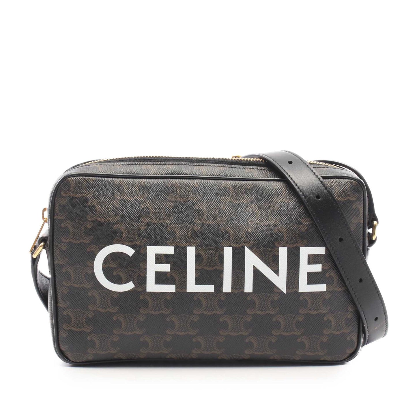 Celine Medium Triomphe Coated Canvas Logo Crossbody
