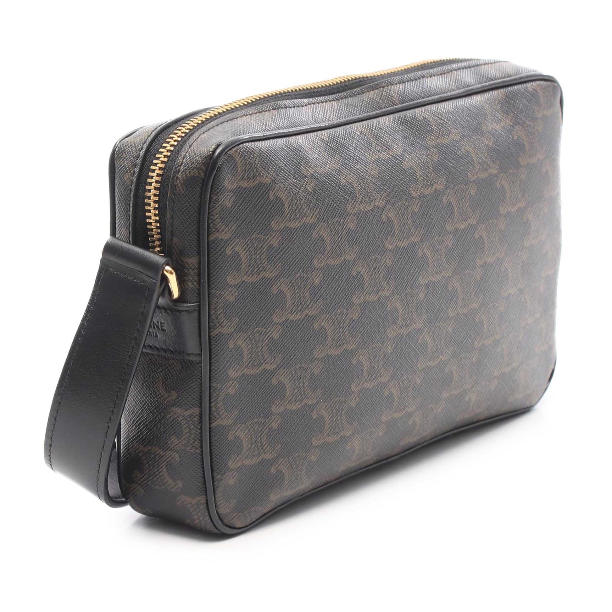 Celine Medium Triomphe Coated Canvas Logo Crossbody