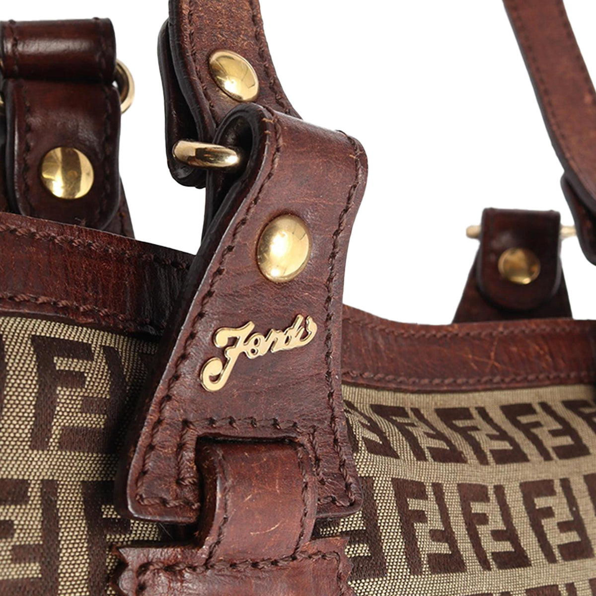 Fendi Leather Trimmed Zucchino Canvas Tote