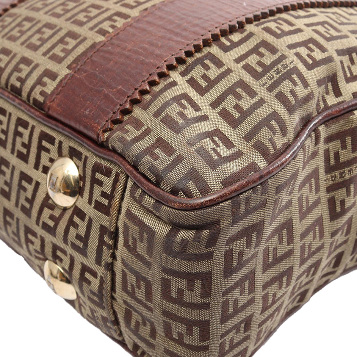 Fendi Leather Trimmed Zucchino Canvas Tote