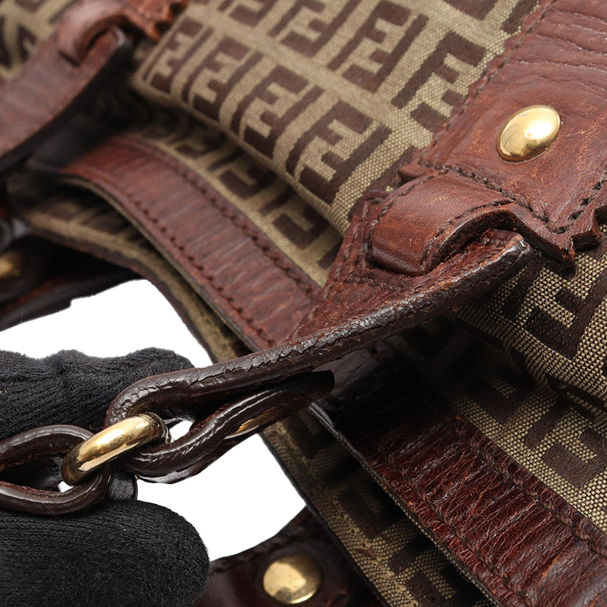 Fendi Leather Trimmed Zucchino Canvas Tote
