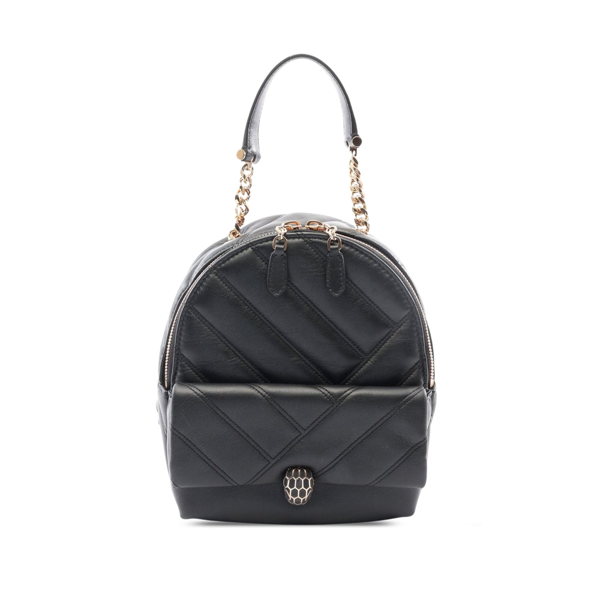 Bvlgari Leather Serpenti Cabochon Backpack — Black