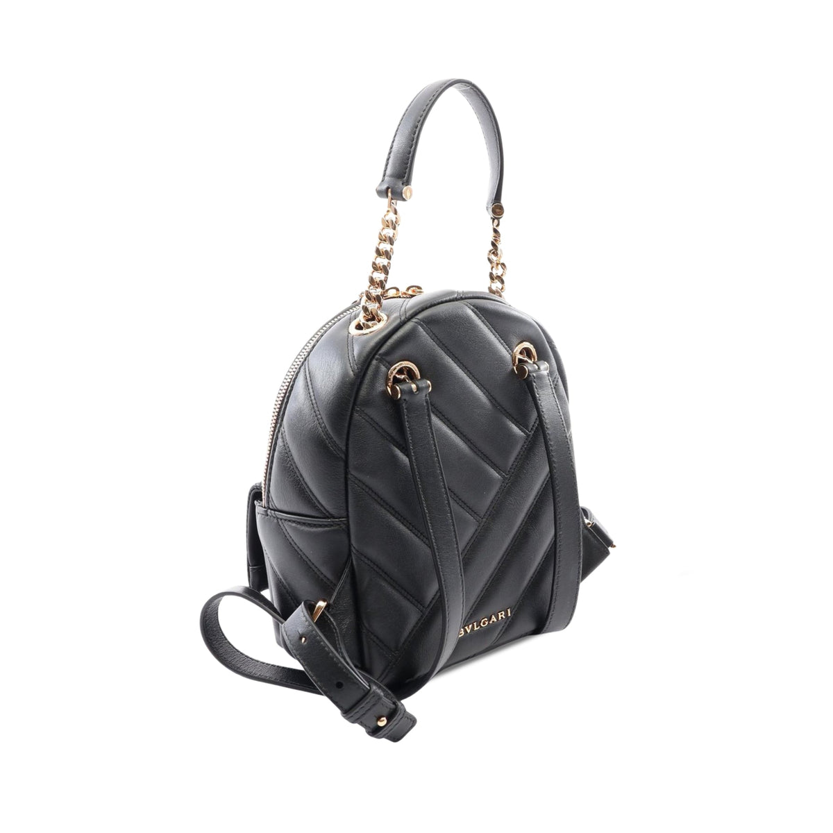 Bvlgari Leather Serpenti Cabochon Backpack — Black