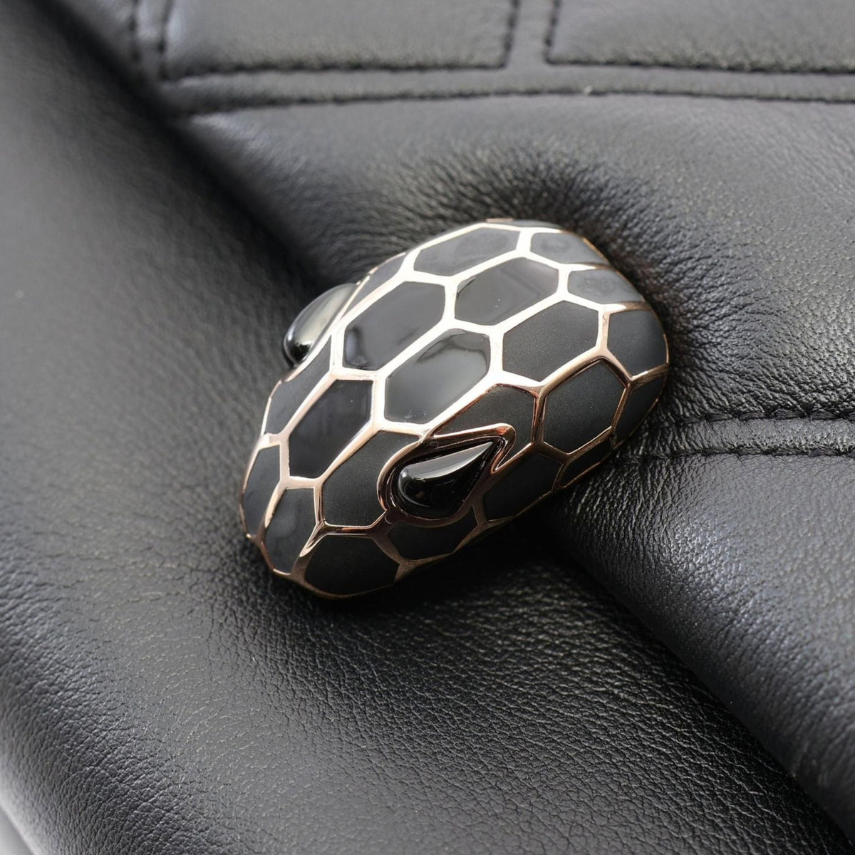 Bvlgari Leather Serpenti Cabochon Backpack — Black
