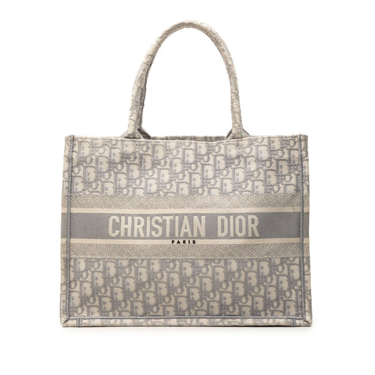 Medium Oblique Embroidered Canvas Book Tote
