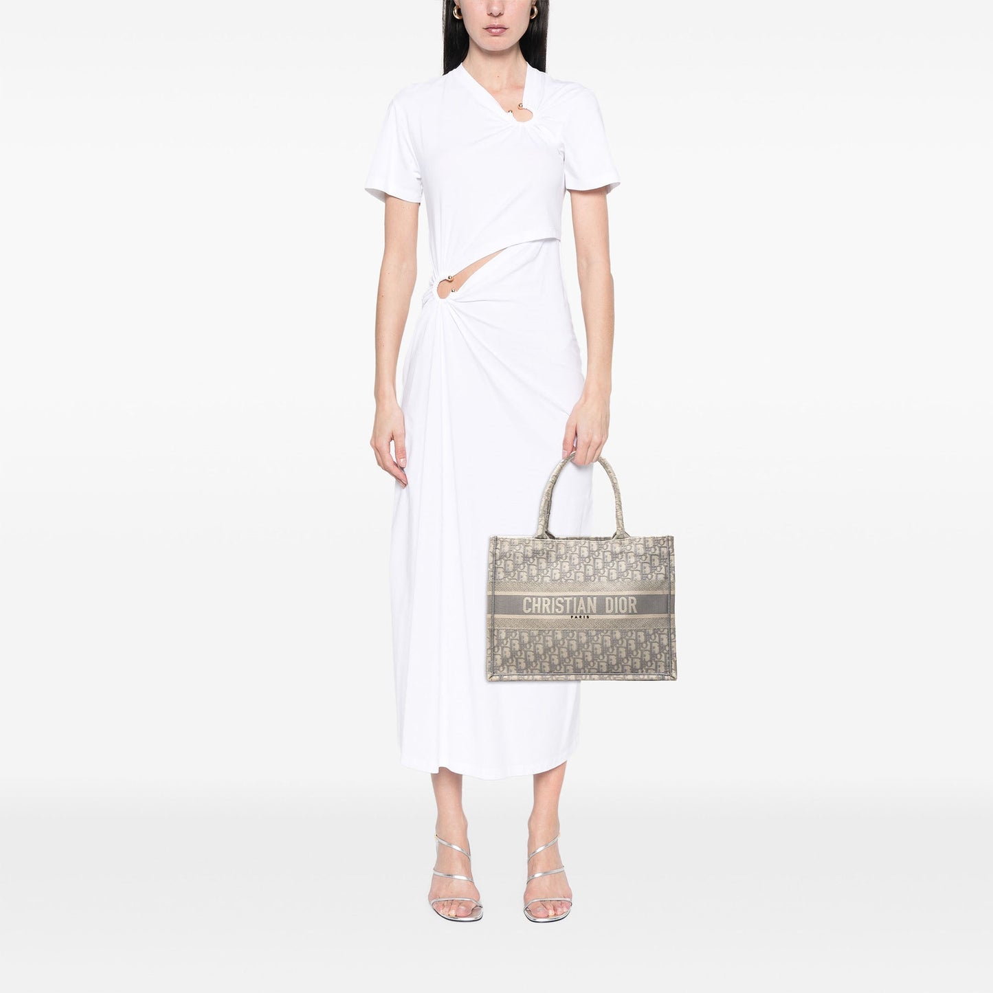 Medium Oblique Embroidered Canvas Book Tote