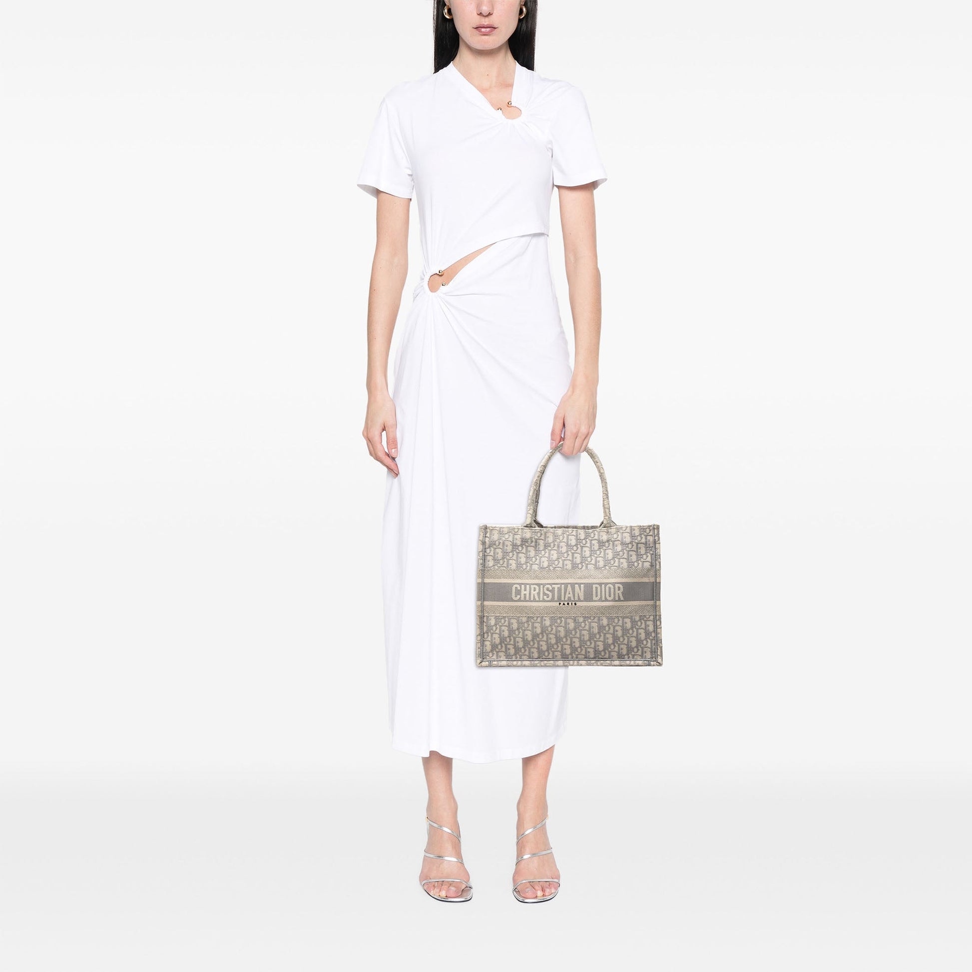 Medium Oblique Embroidered Canvas Book Tote