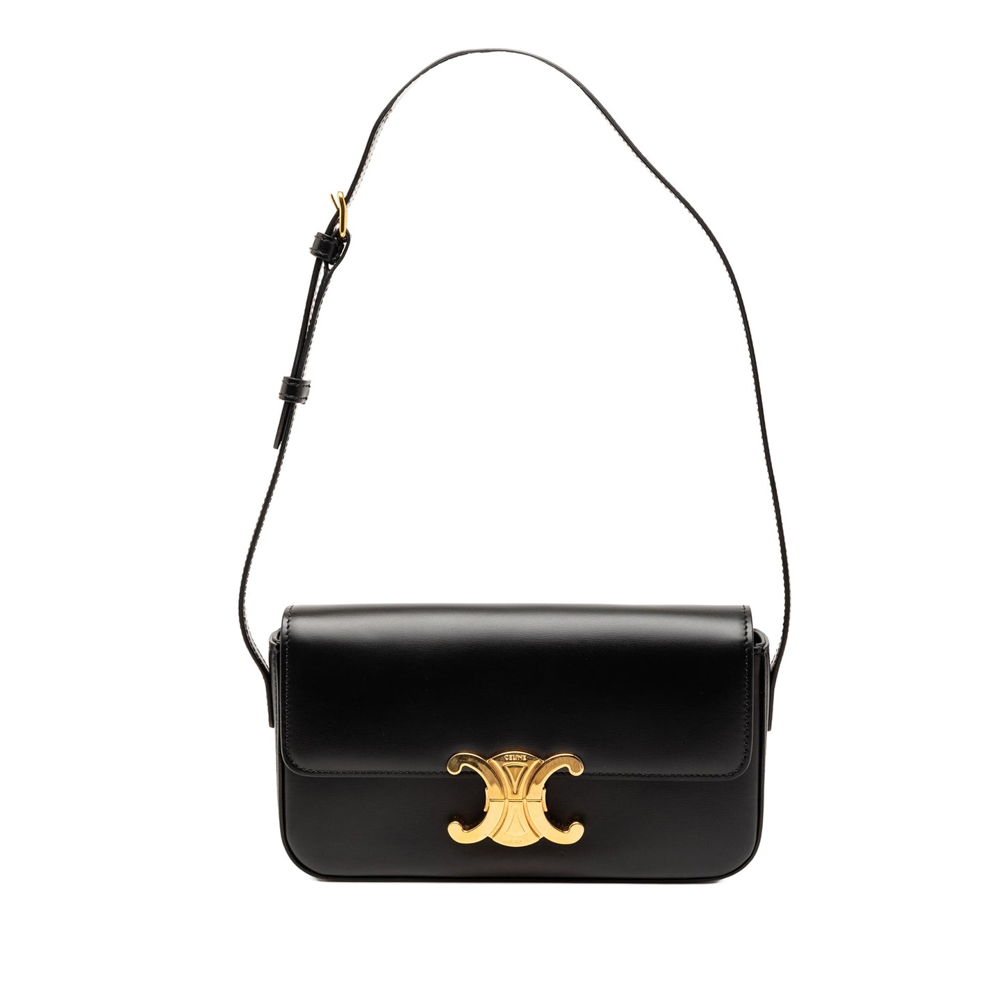 Celine Shiny Calfskin Triomphe Claude Shoulder Bag